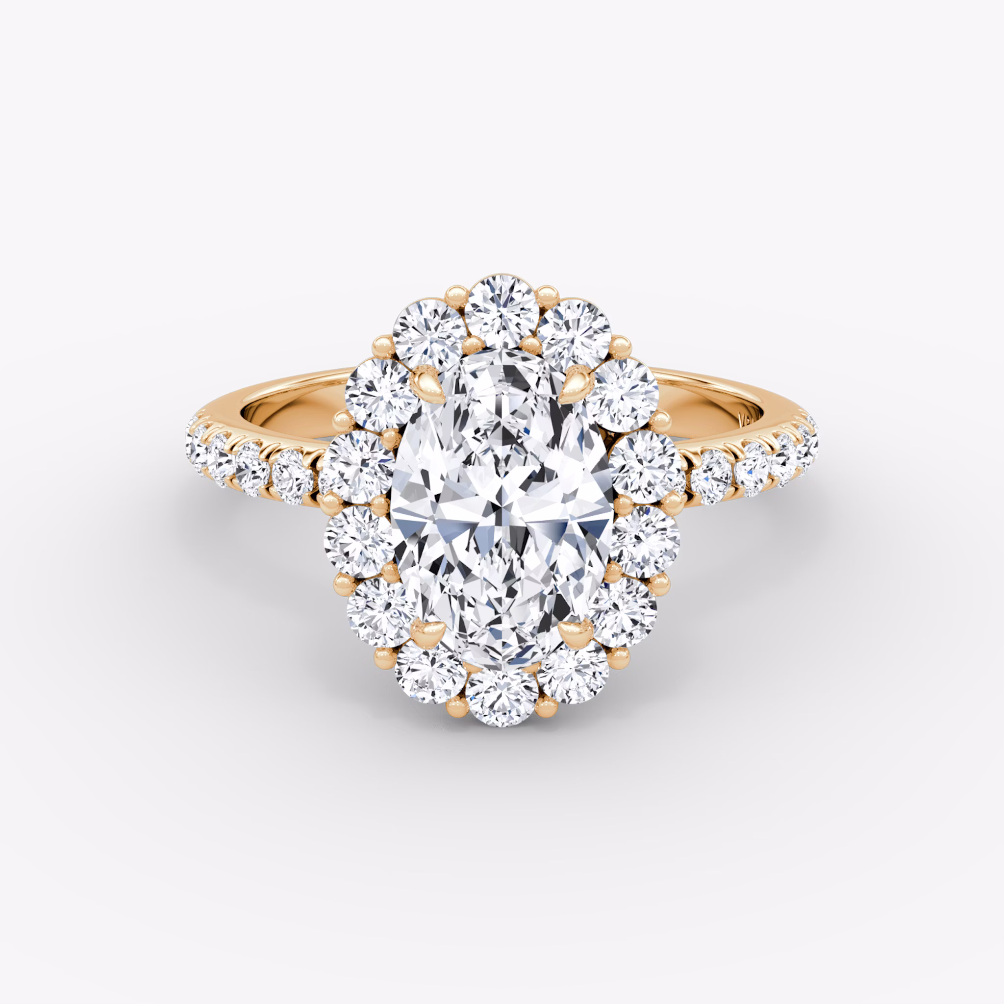The Signature Floral Halo | Oval | 14k | Rose Gold | bandAccent: Pavé | diamondOrientation: vertical | caratWeight: other