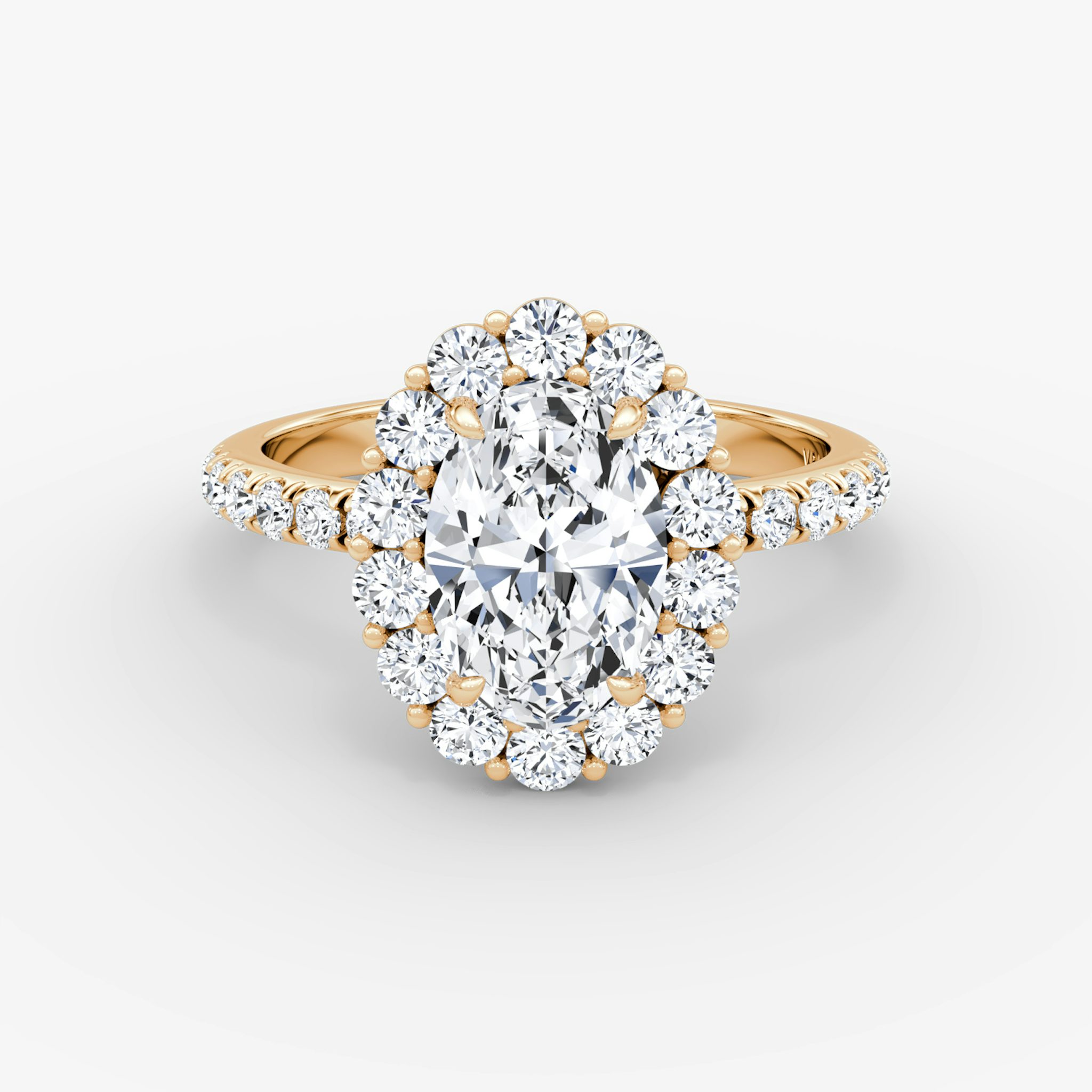 The Signature Floral Halo | Oval | 14k | Rose Gold | bandAccent: Pavé | diamondOrientation: vertical | caratWeight: other