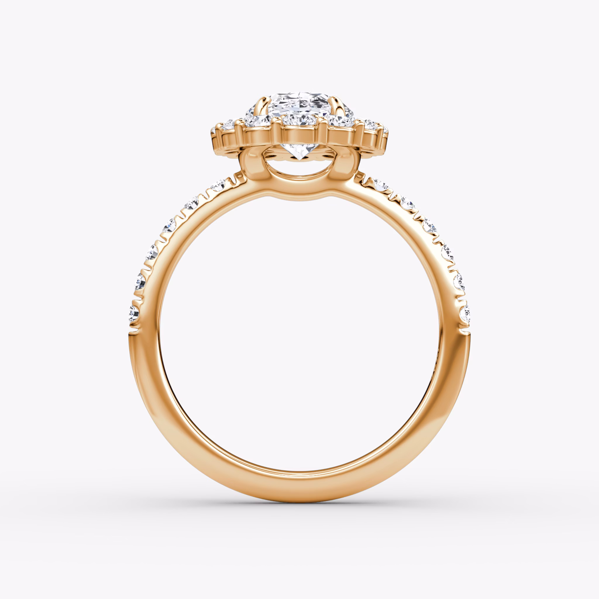 The Signature Floral Halo | Oval | 14k | Rose Gold | bandAccent: Pavé | diamondOrientation: vertical | caratWeight: other