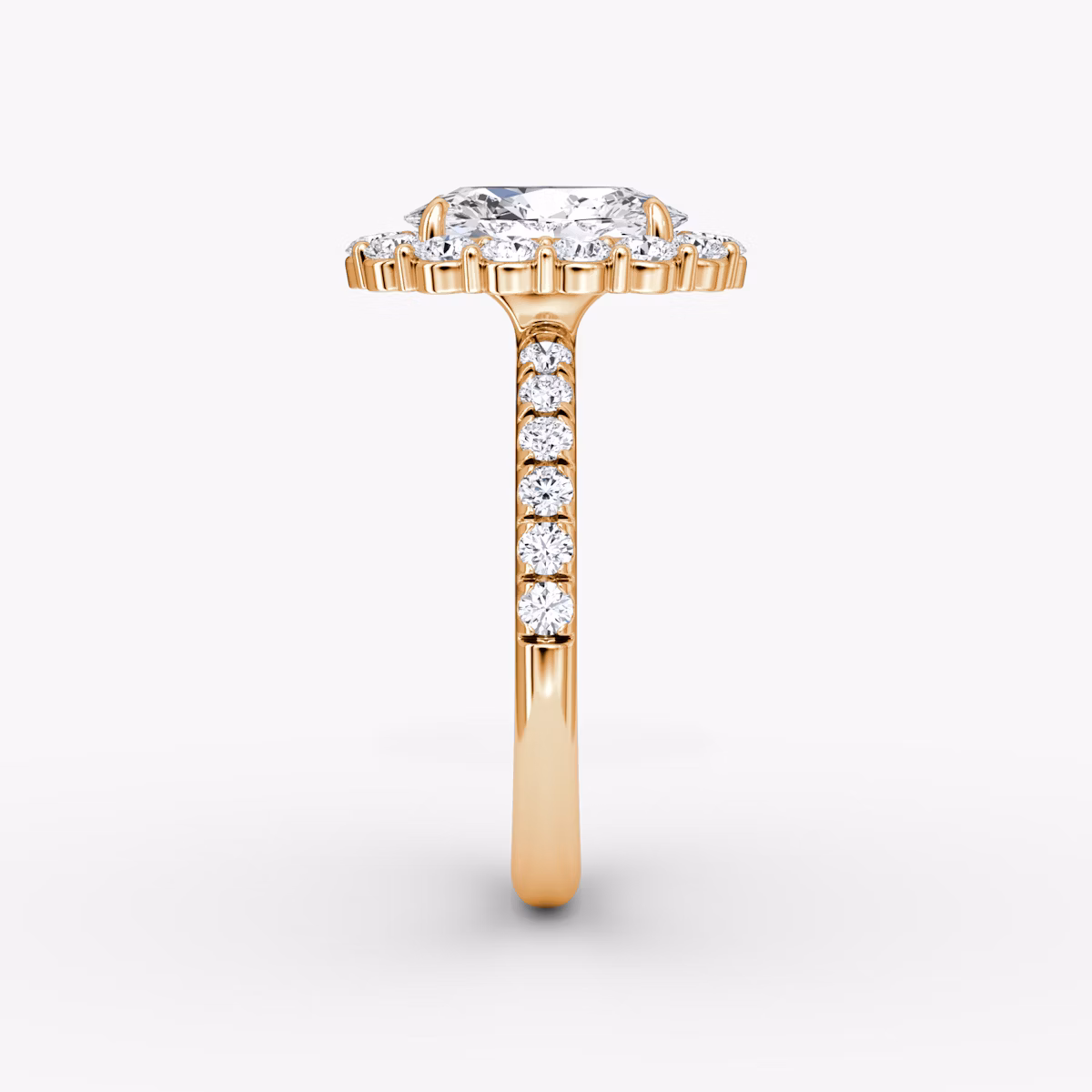 Signature Floral Halo | Oval | 14k | Roségold | bandAccent: Mit Pavé-Besatz | diamondOrientation: vertical | caratWeight: other