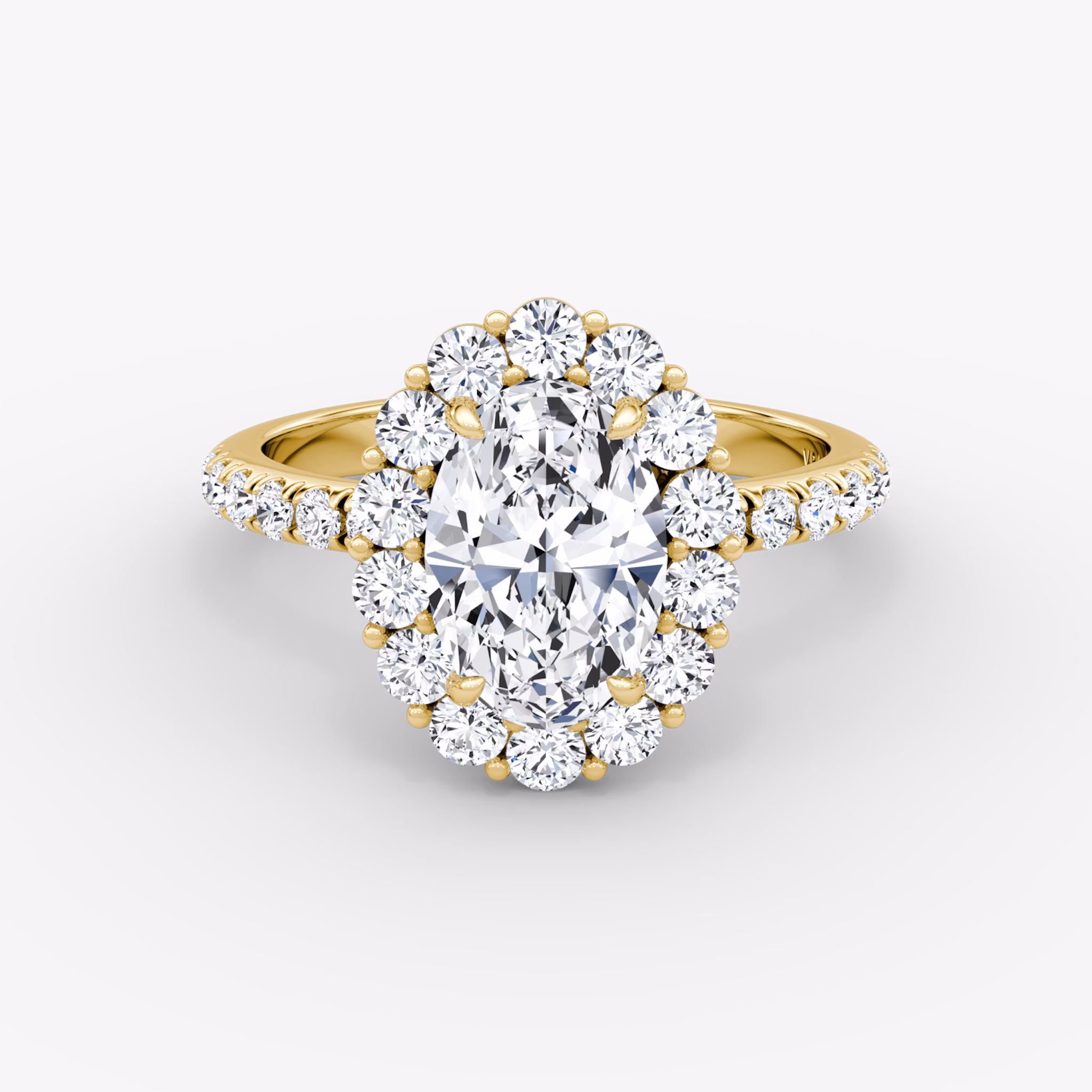 The Signature Floral Halo | Oval | 18k | Yellow Gold | bandAccent: Pavé | diamondOrientation: vertical | caratWeight: other