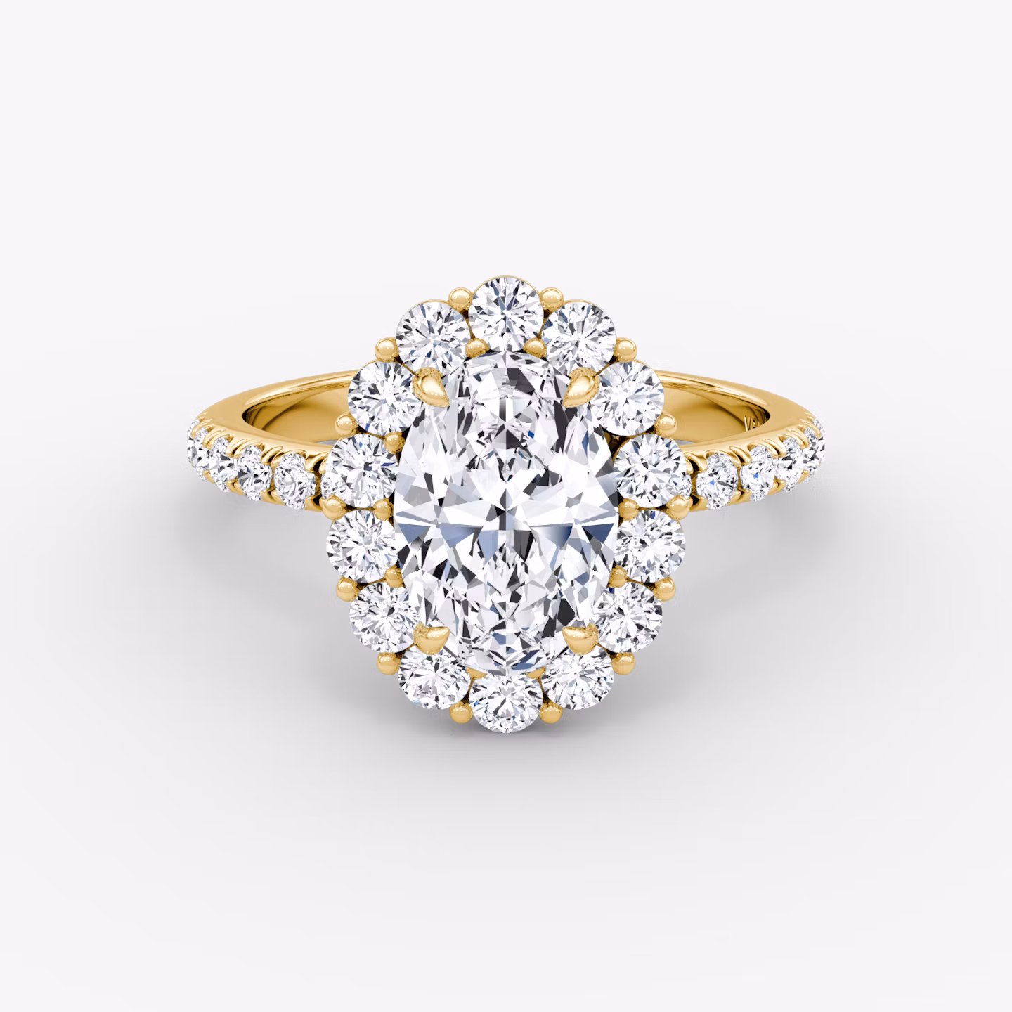 The Signature Floral Halo | Oval | 18k | Yellow Gold | bandAccent: Pavé | diamondOrientation: vertical | caratWeight: other