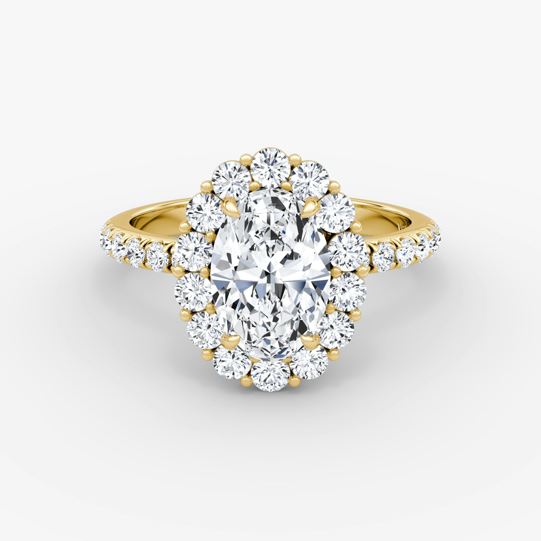 The Signature Floral Halo | Oval | 18k | Yellow Gold | bandAccent: Pavé | diamondOrientation: vertical | caratWeight: other
