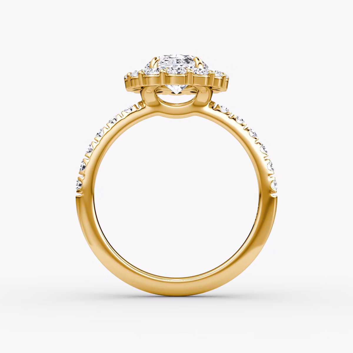 The Signature Floral Halo | Oval | 18k | Yellow Gold | bandAccent: Pavé | diamondOrientation: vertical | caratWeight: other