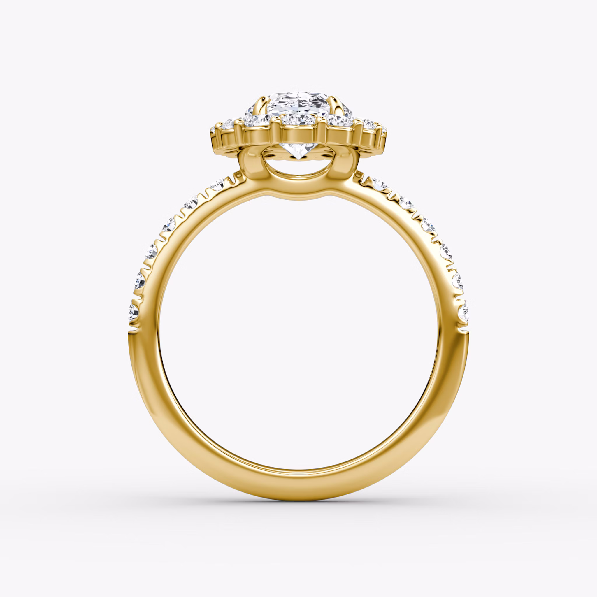 The Signature Floral Halo | Oval | 18k | Yellow Gold | bandAccent: Pavé | diamondOrientation: vertical | caratWeight: other