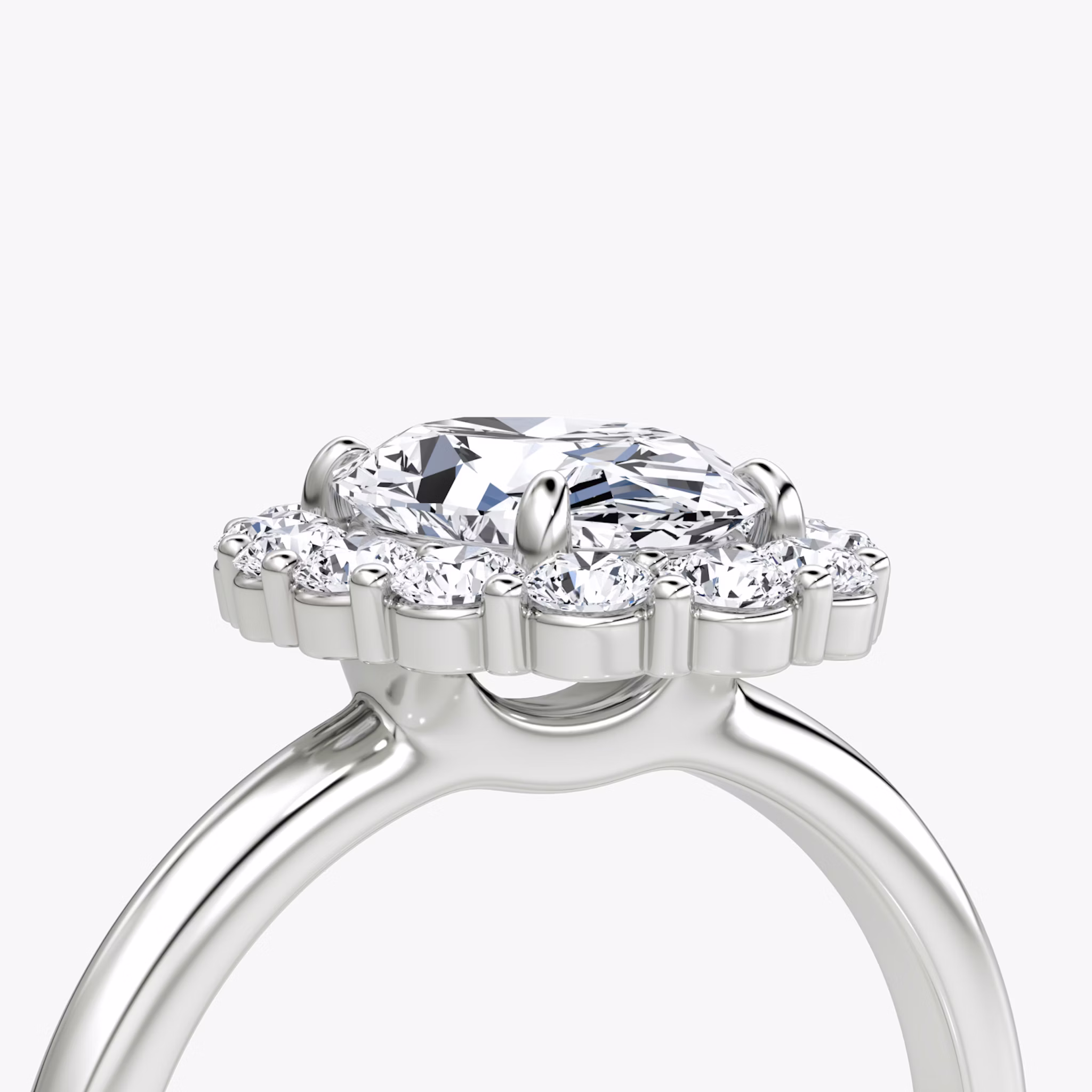 The Signature Floral Halo | Oval | Platinum | bandAccent: Plain | diamondOrientation: vertical | caratWeight: other