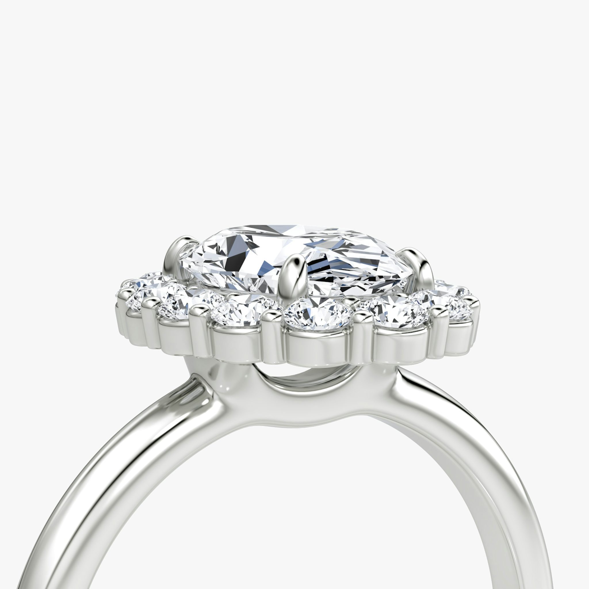 The Signature Floral Halo | Oval | Platinum | bandAccent: Plain | diamondOrientation: vertical | caratWeight: other