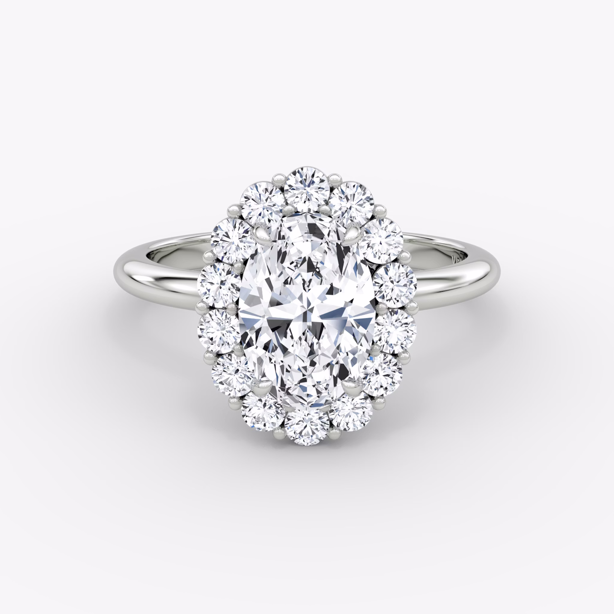 The Signature Floral Halo | Oval | Platinum | bandAccent: Plain | diamondOrientation: vertical | caratWeight: other