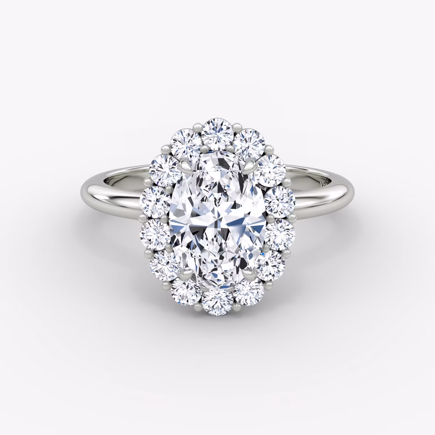 The Signature Floral Halo Oval | Platinum
