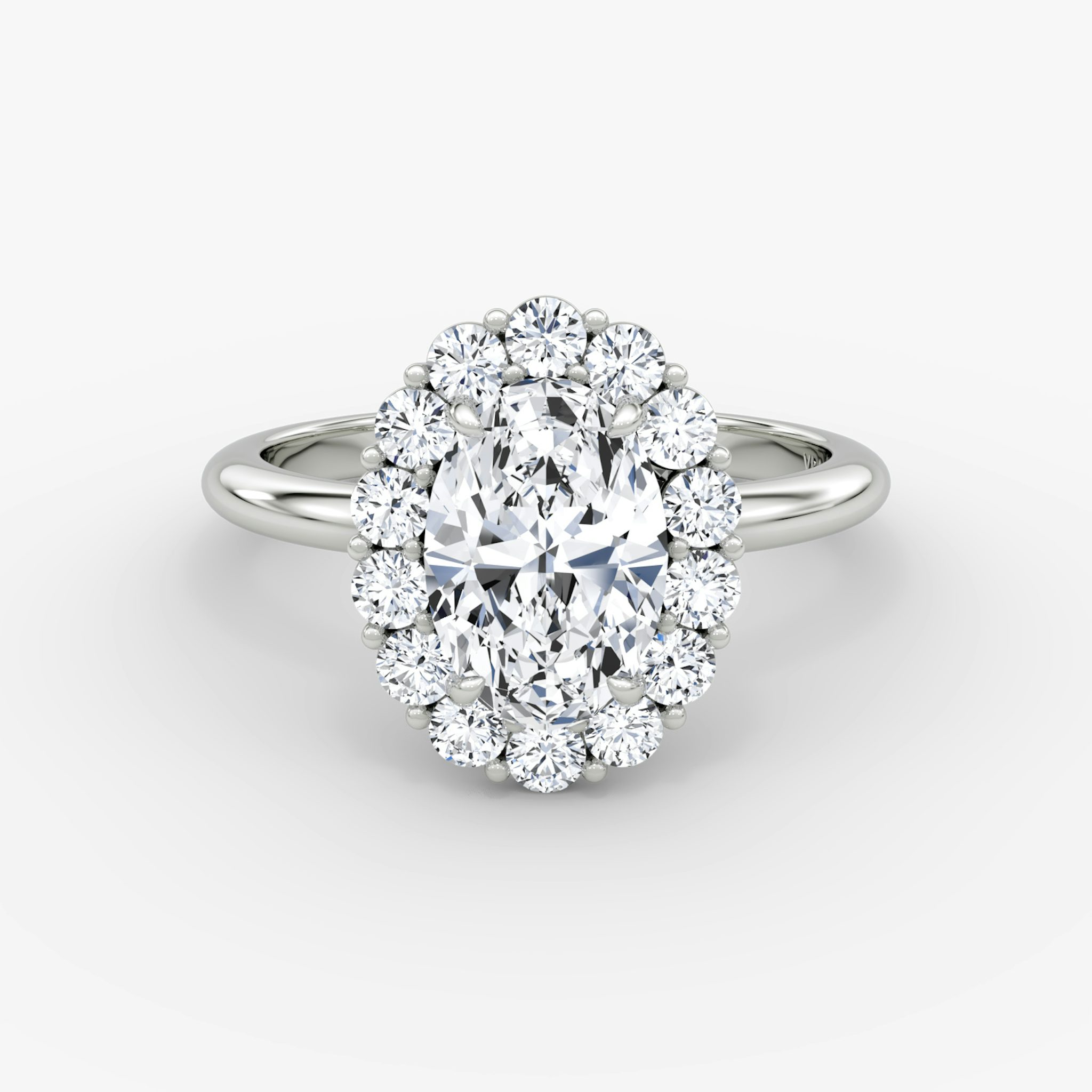 The Signature Floral Halo | Oval | Platinum | bandAccent: Plain | diamondOrientation: vertical | caratWeight: other