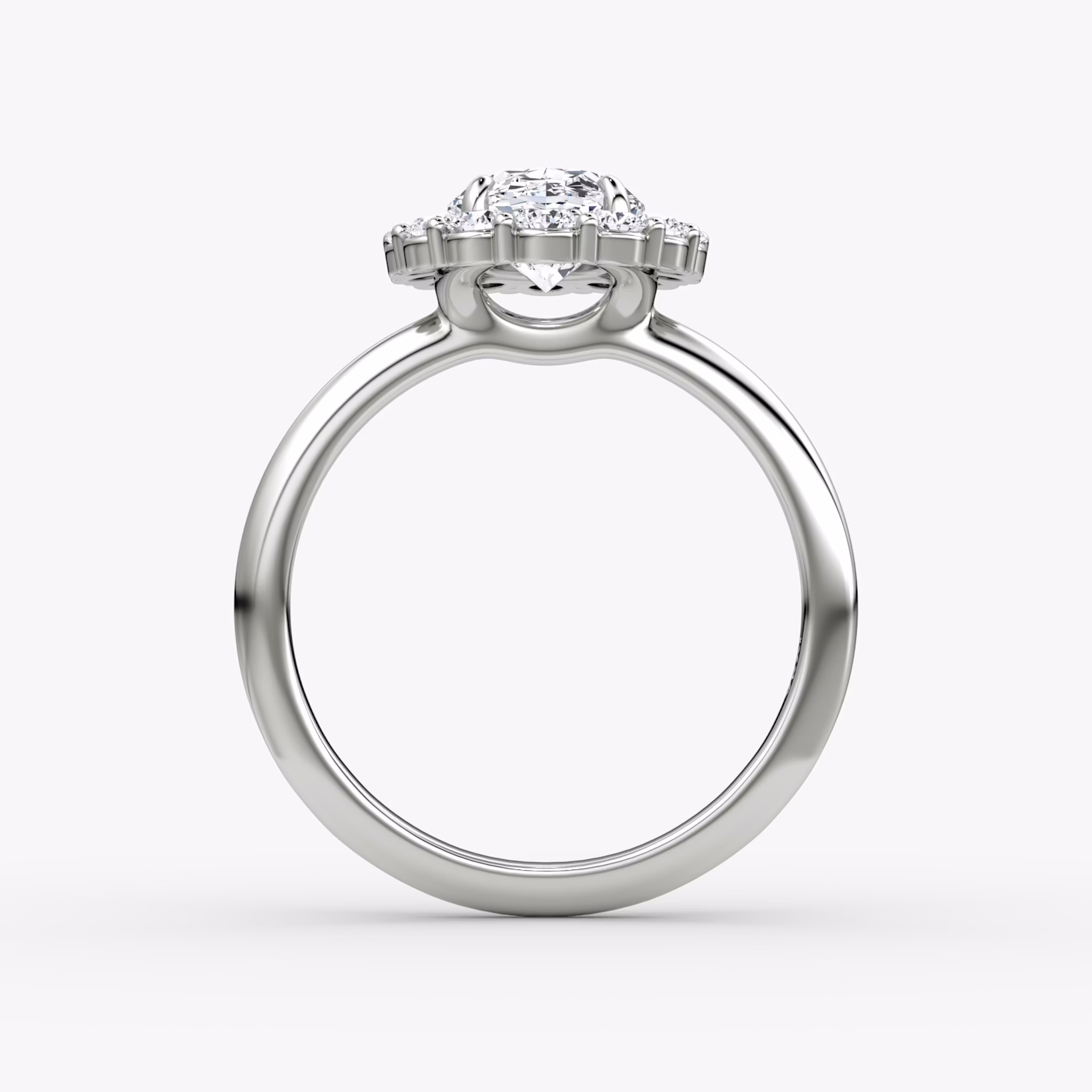 The Signature Floral Halo | Oval | Platinum | bandAccent: Plain | diamondOrientation: vertical | caratWeight: other