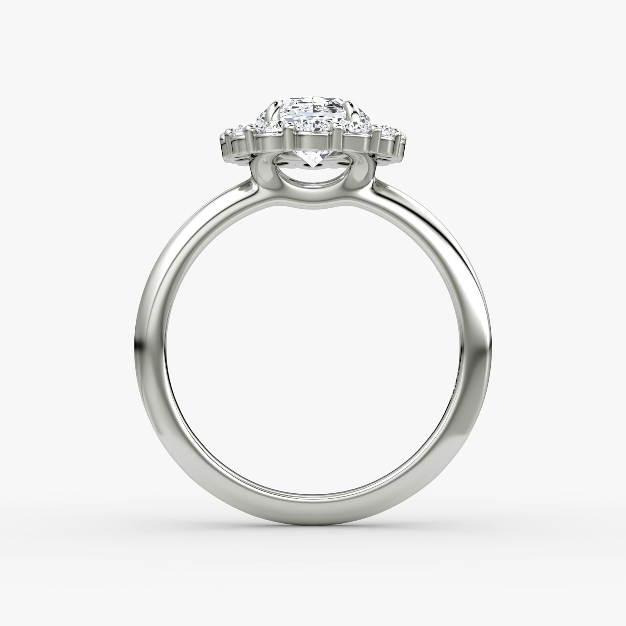 The Signature Floral Halo | Oval | Platinum | bandAccent: Plain | diamondOrientation: vertical | caratWeight: other