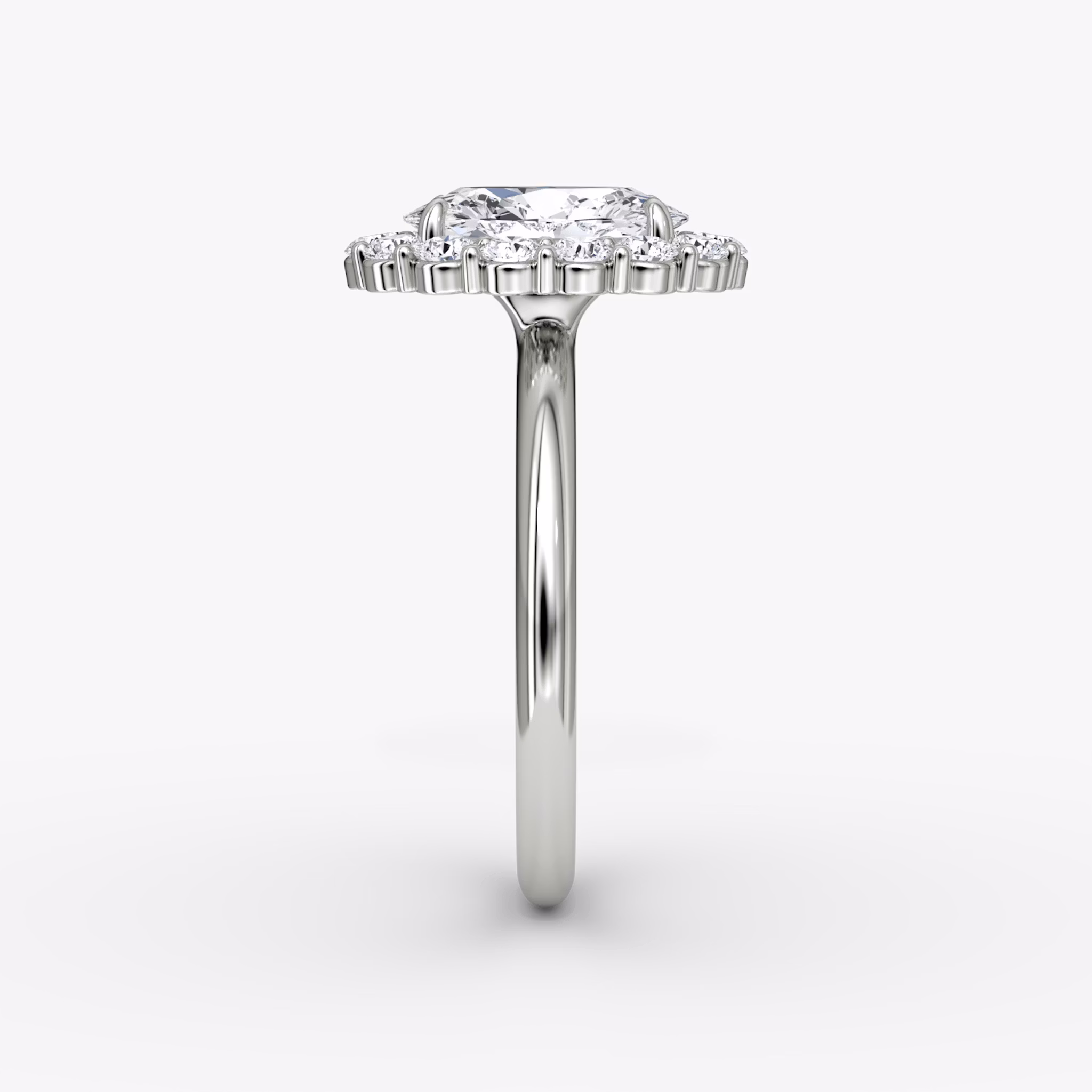 The Signature Floral Halo | Oval | Platinum | bandAccent: Plain | diamondOrientation: vertical | caratWeight: other