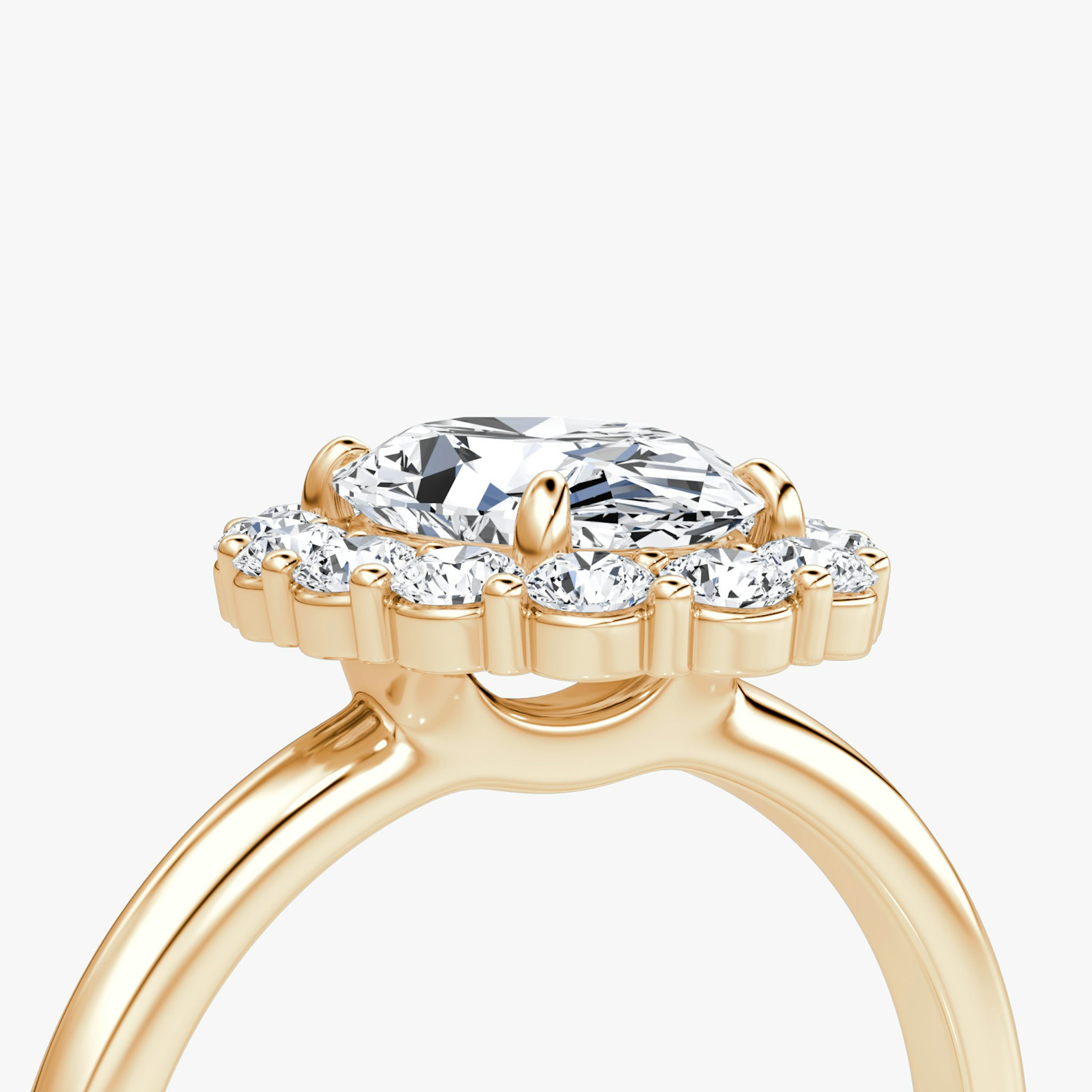 Signature Floral Halo | Oval | 14k | Roségold | bandAccent: Ohne Pavé-Besatz | diamondOrientation: vertical | caratWeight: other