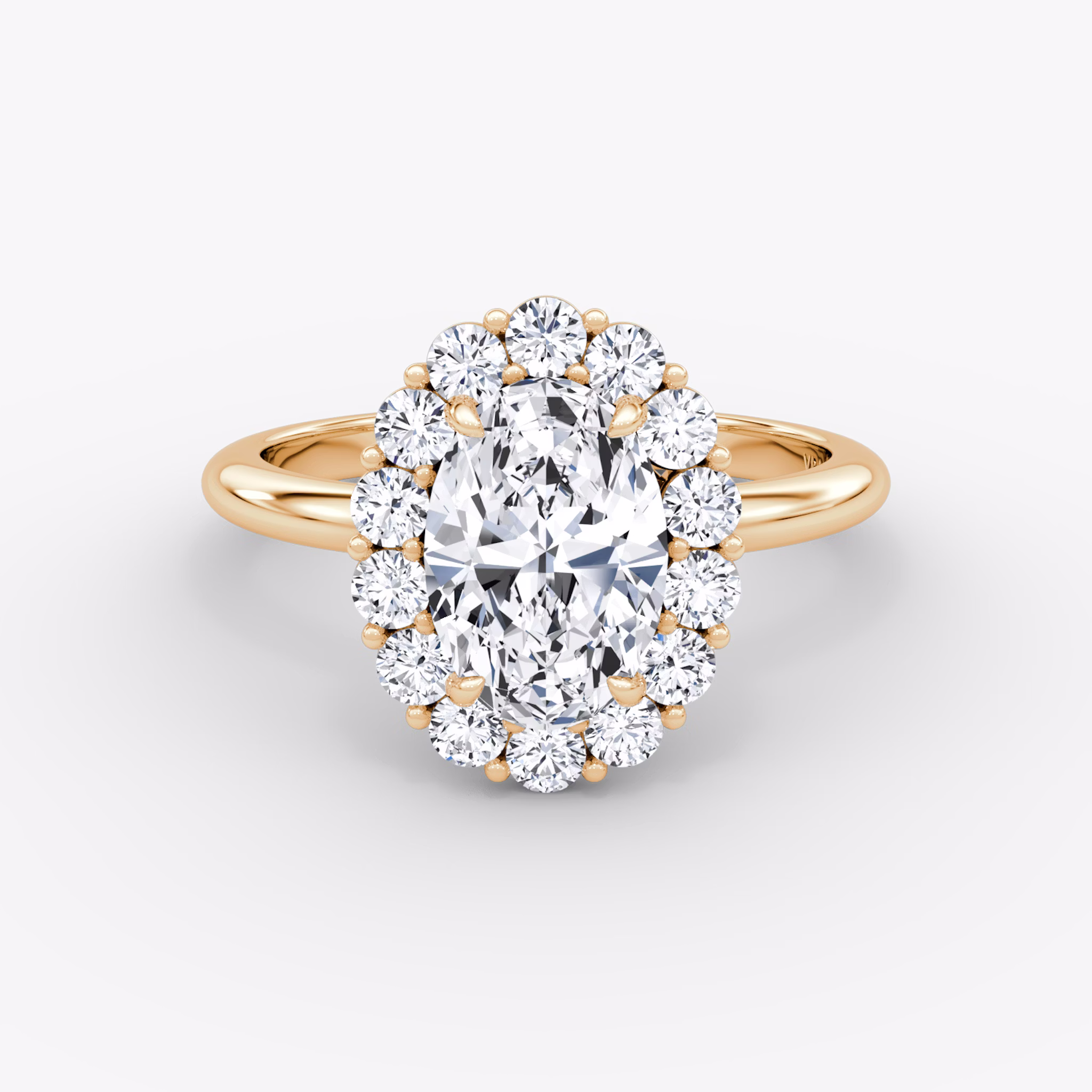 Signature Floral Halo | Oval | 14k | Roségold | bandAccent: Ohne Pavé-Besatz | diamondOrientation: vertical | caratWeight: other
