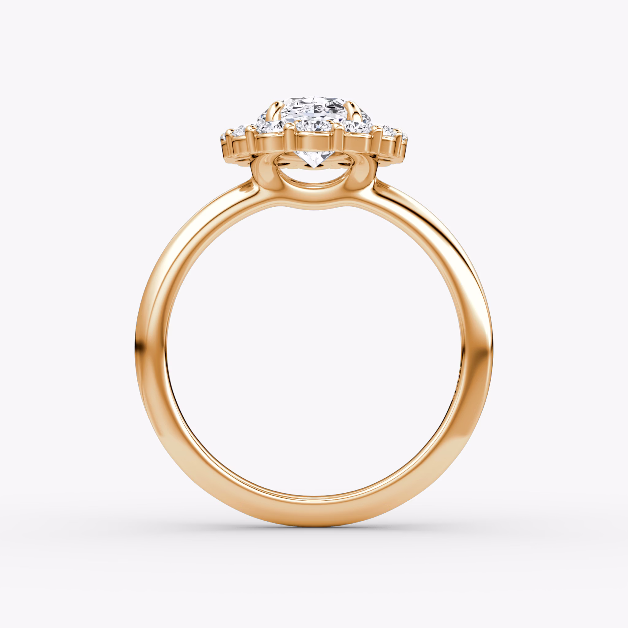 Signature Floral Halo | Oval | 14k | Roségold | bandAccent: Ohne Pavé-Besatz | diamondOrientation: vertical | caratWeight: other