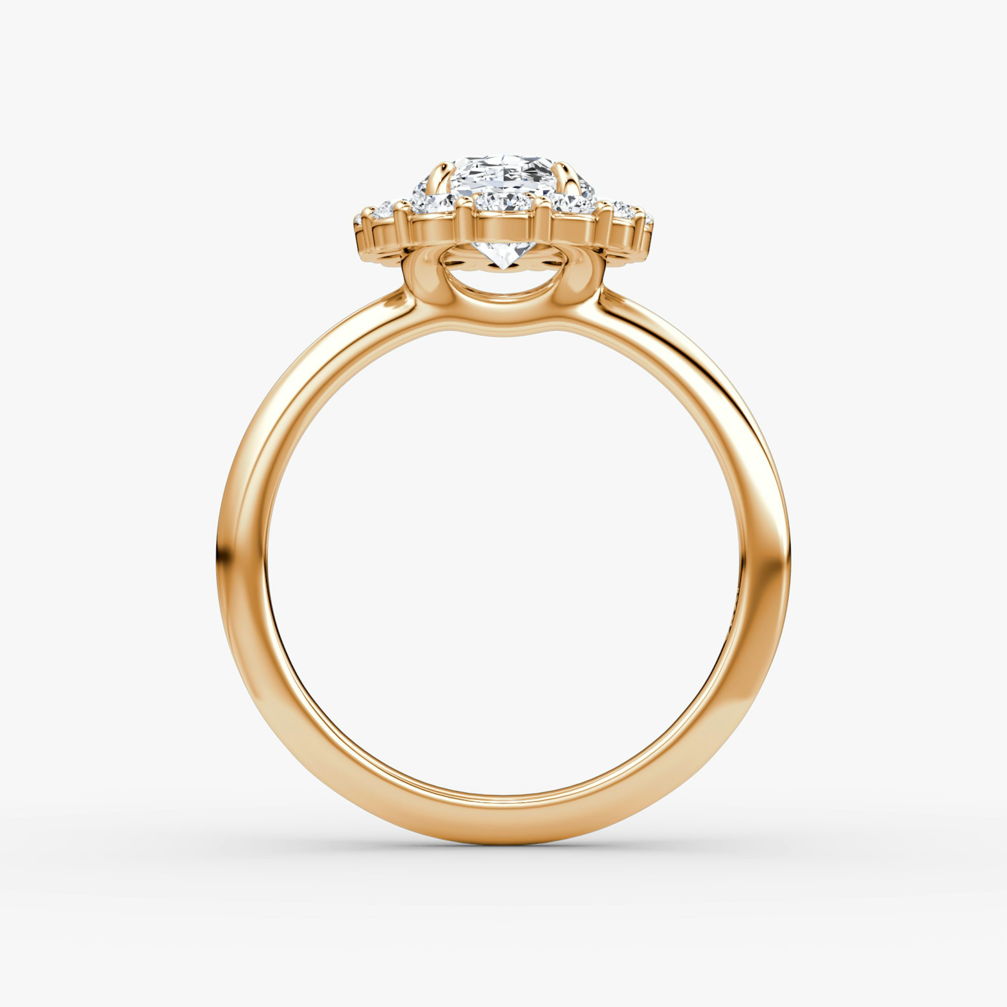 Signature Floral Halo | Oval | 14k | Roségold | bandAccent: Ohne Pavé-Besatz | diamondOrientation: vertical | caratWeight: other