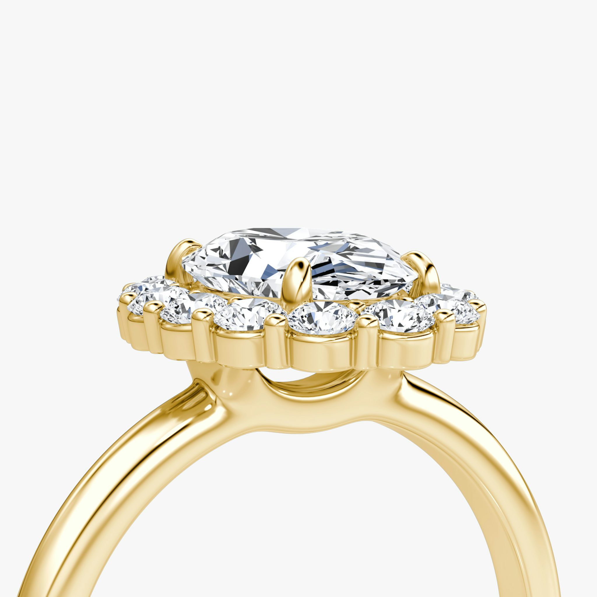 Signature Floral Halo | Oval | 18k | Gelbgold | bandAccent: Ohne Pavé-Besatz | diamondOrientation: vertical | caratWeight: other