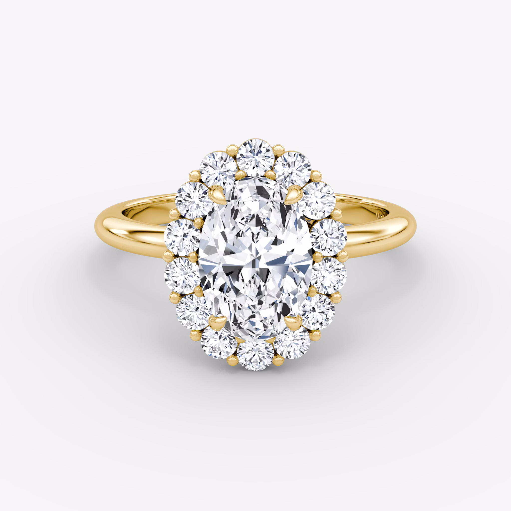 Signature Floral Halo | Oval | 18k | Gelbgold | bandAccent: Ohne Pavé-Besatz | diamondOrientation: vertical | caratWeight: other