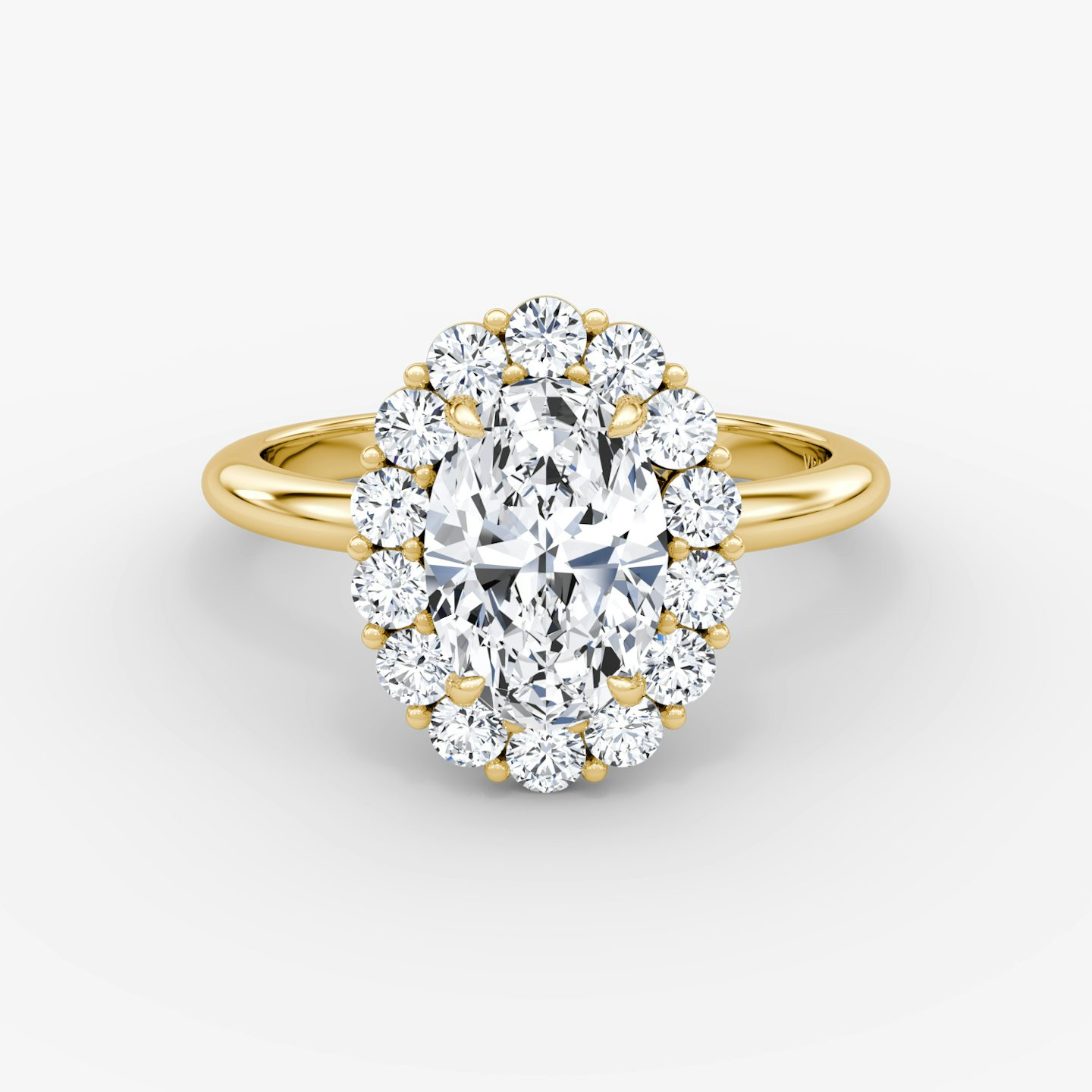 The Signature Floral Halo | Oval | 18k | Yellow Gold | bandAccent: Plain | diamondOrientation: vertical | caratWeight: other