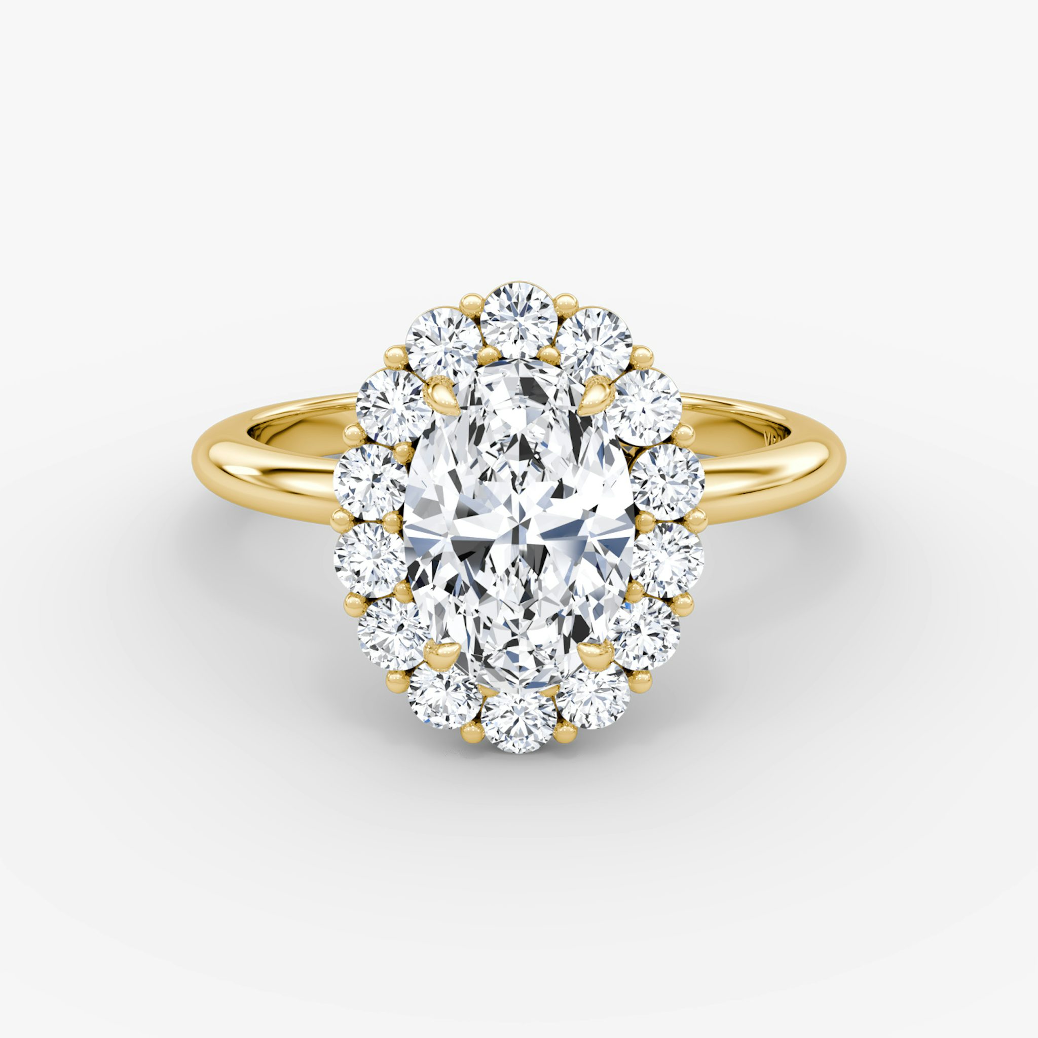 Signature Floral Halo | Oval | 18k | Gelbgold | bandAccent: Ohne Pavé-Besatz | diamondOrientation: vertical | caratWeight: other
