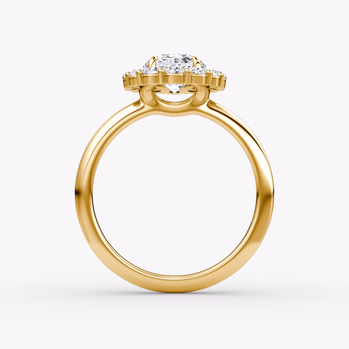 The Signature Floral Halo | Oval | 18k | Yellow Gold | bandAccent: Plain | diamondOrientation: vertical | caratWeight: other
