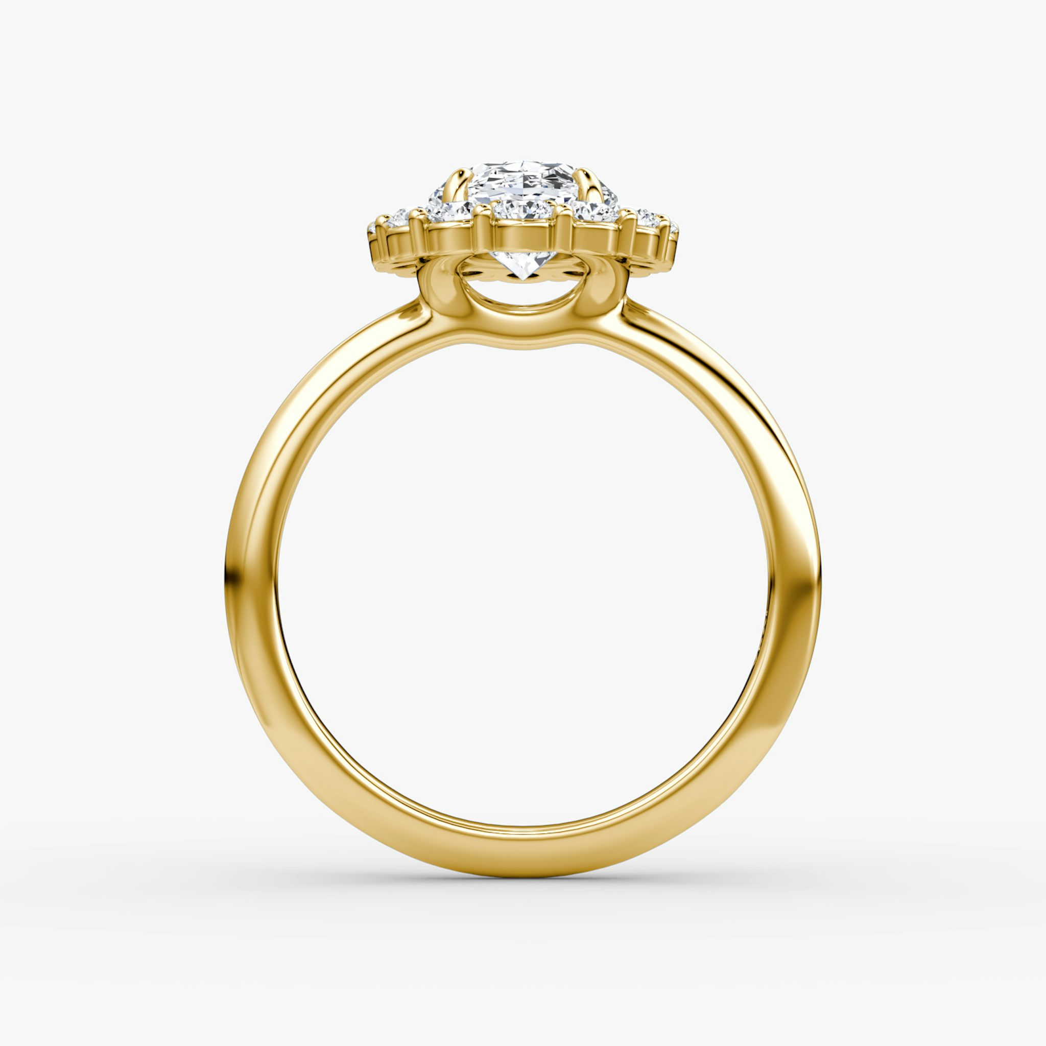 Signature Floral Halo | Oval | 18k | Gelbgold | bandAccent: Ohne Pavé-Besatz | diamondOrientation: vertical | caratWeight: other
