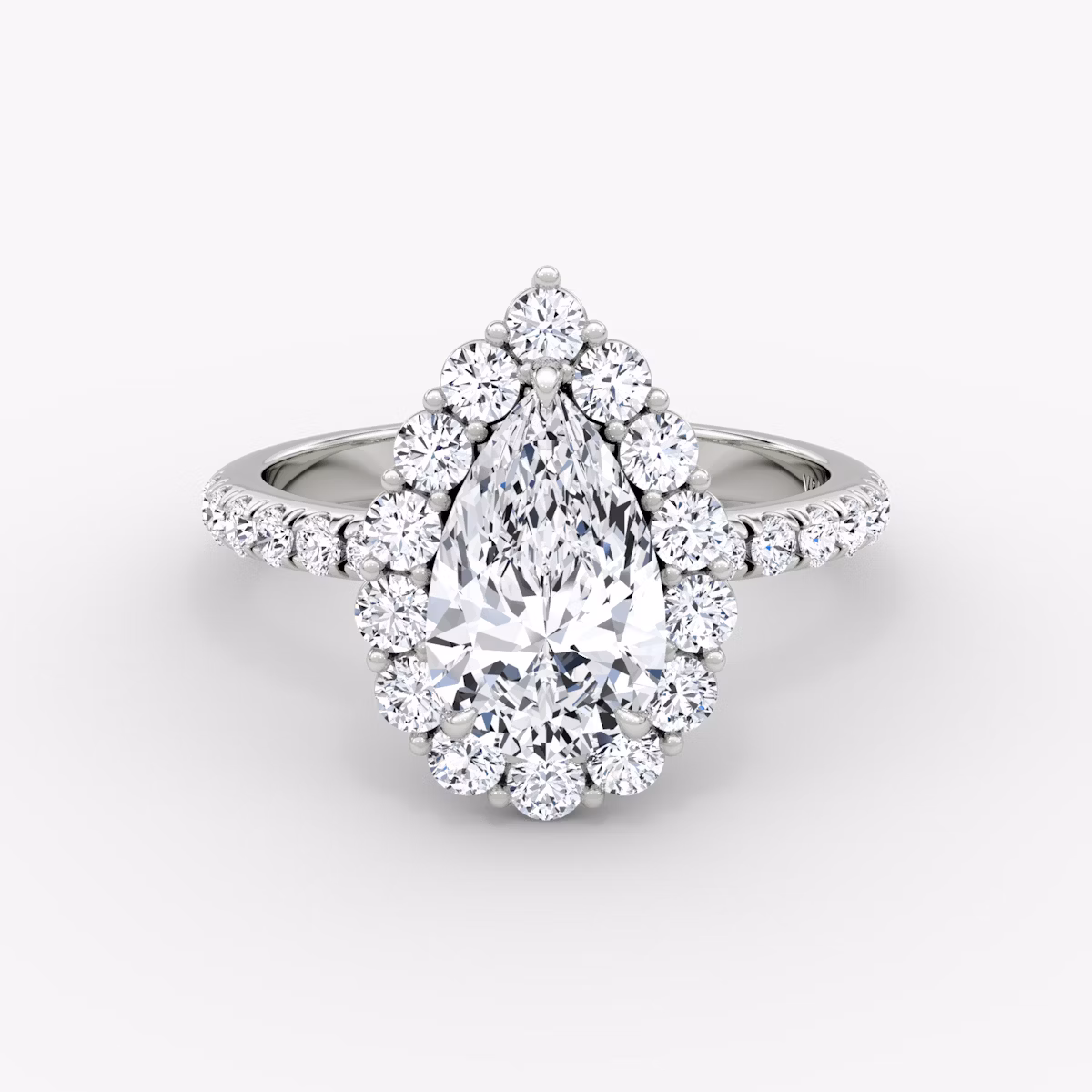 Signature Floral Halo | Tropfen | 18k | Weißgold | bandAccent: Mit Pavé-Besatz | diamondOrientation: vertical | caratWeight: other