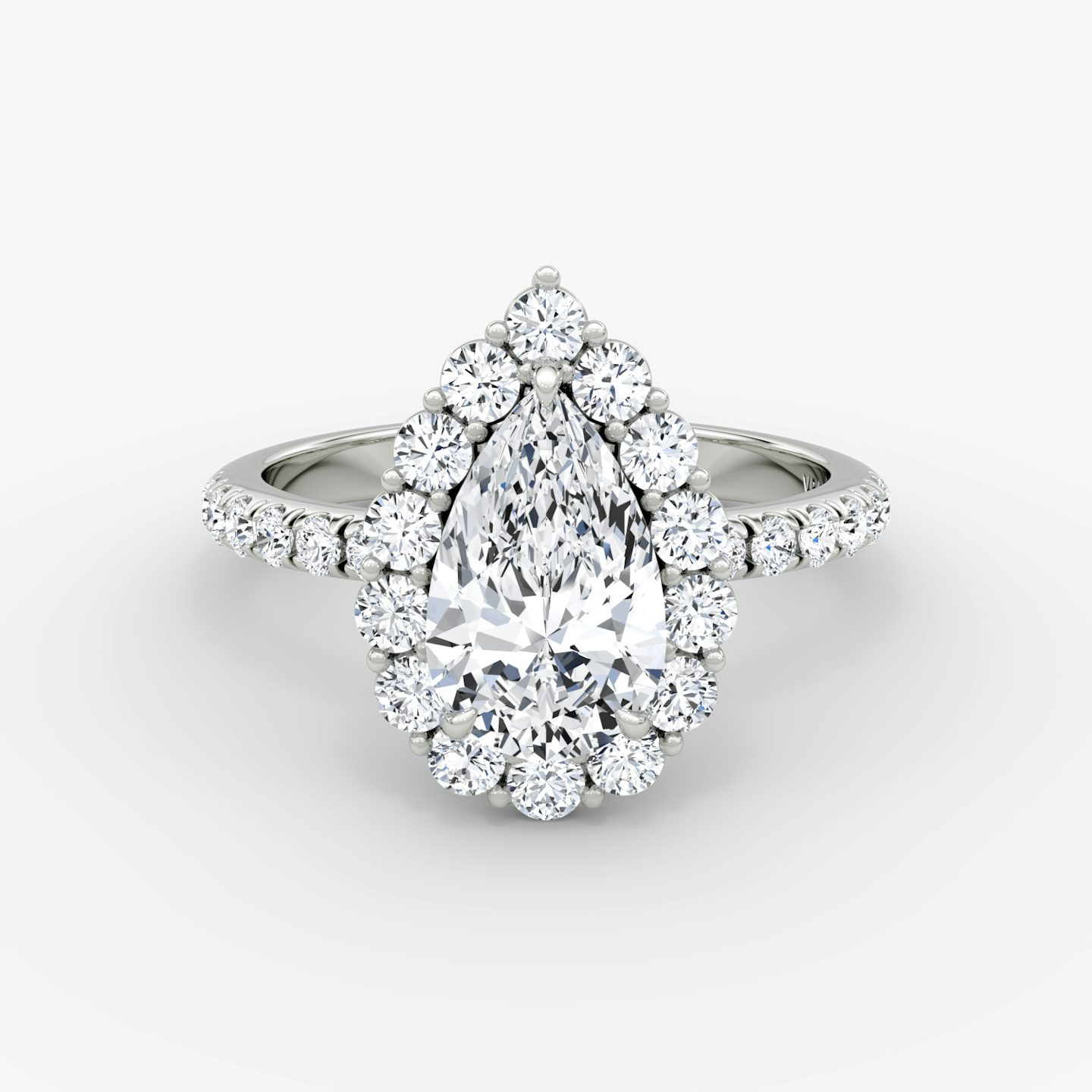 The Signature Floral Halo | Pear | 18k | White Gold | bandAccent: Pavé | diamondOrientation: vertical | caratWeight: other