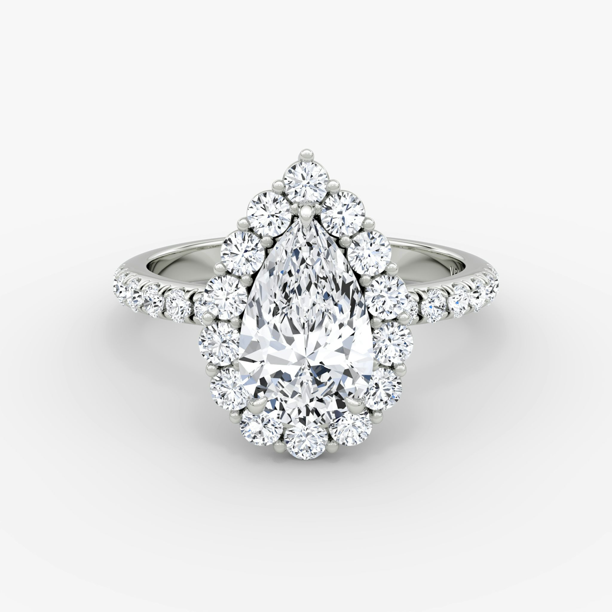 The Signature Floral Halo | Pear | 18k | White Gold | bandAccent: Pavé | diamondOrientation: vertical | caratWeight: other