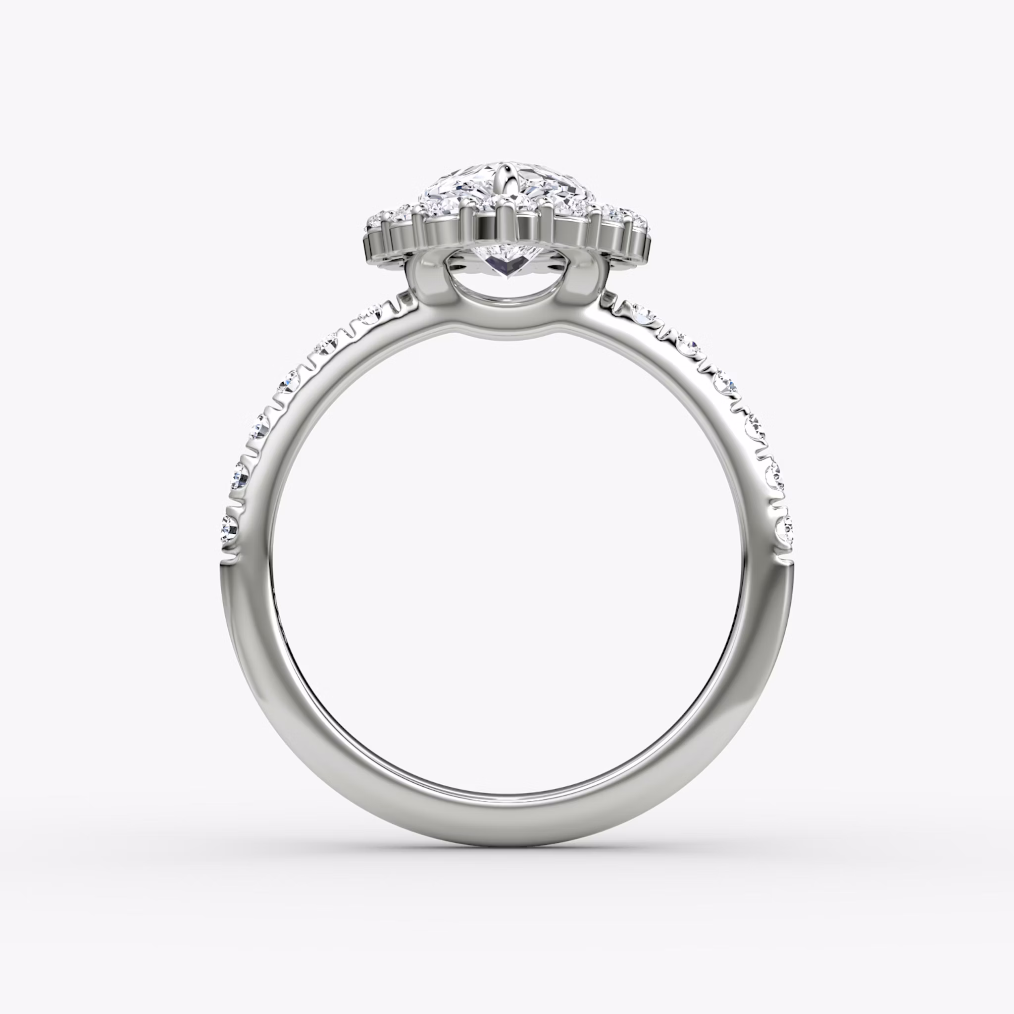 The Signature Floral Halo | Pear | 18k | White Gold | bandAccent: Pavé | diamondOrientation: vertical | caratWeight: other