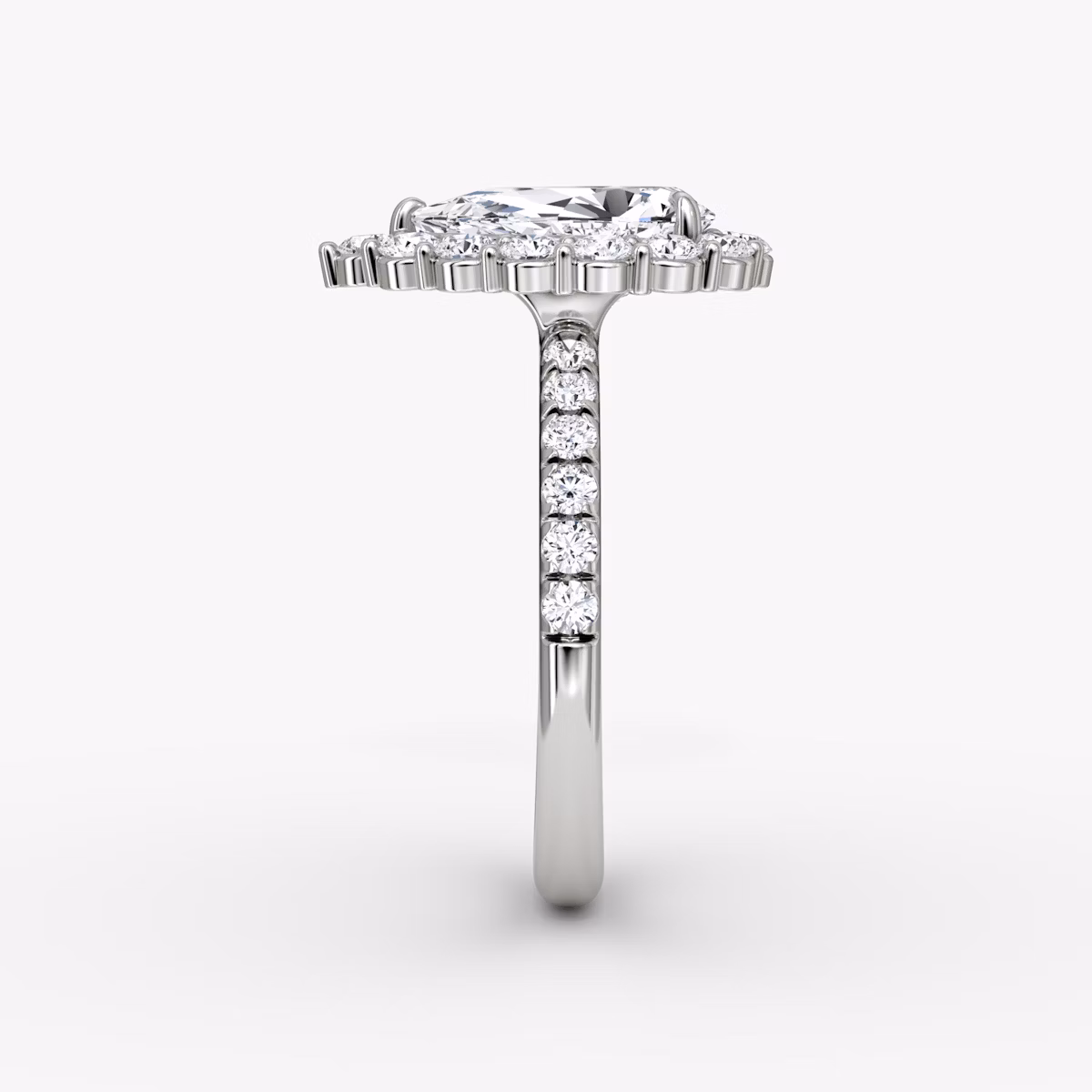 Signature Floral Halo | Tropfen | 18k | Weißgold | bandAccent: Mit Pavé-Besatz | diamondOrientation: vertical | caratWeight: other