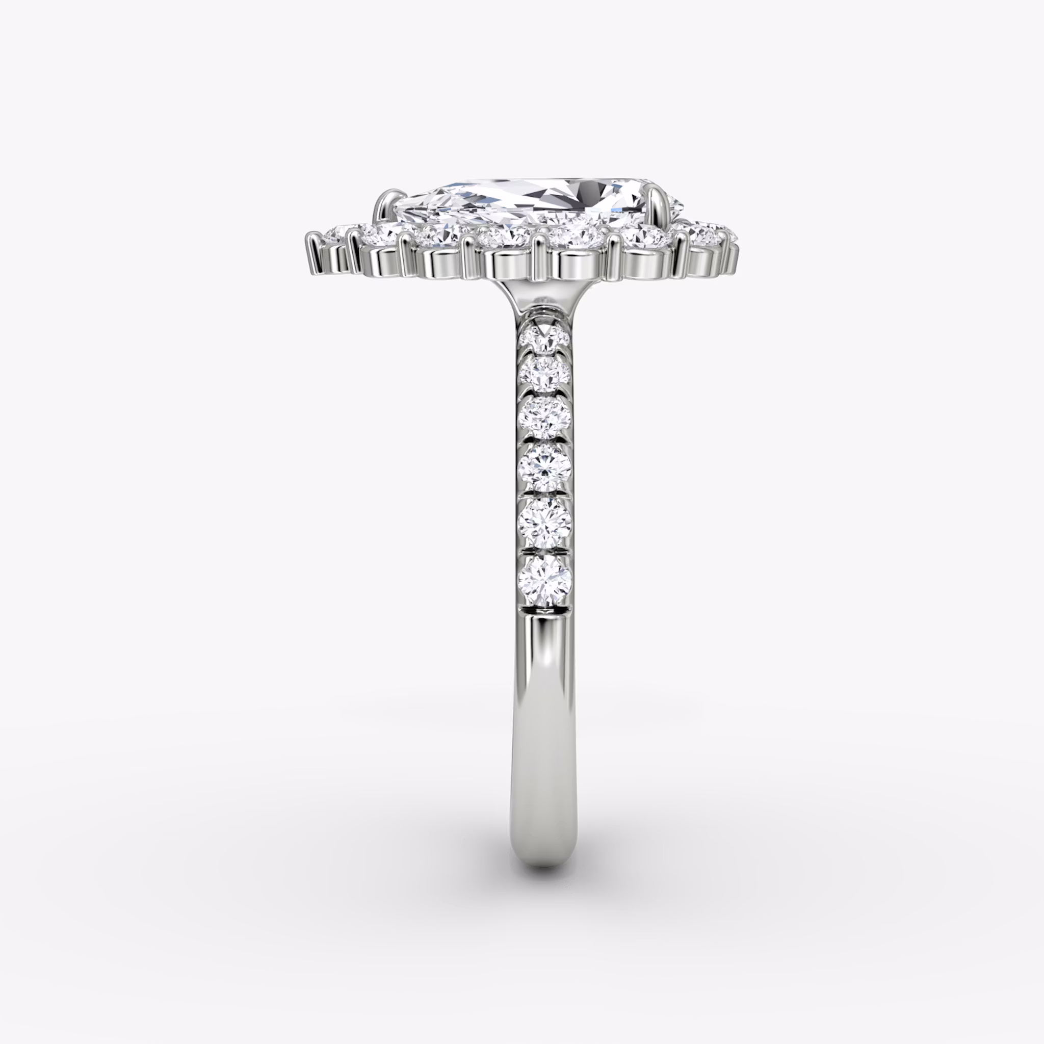 The Signature Floral Halo | Pear | 18k | White Gold | bandAccent: Pavé | diamondOrientation: vertical | caratWeight: other