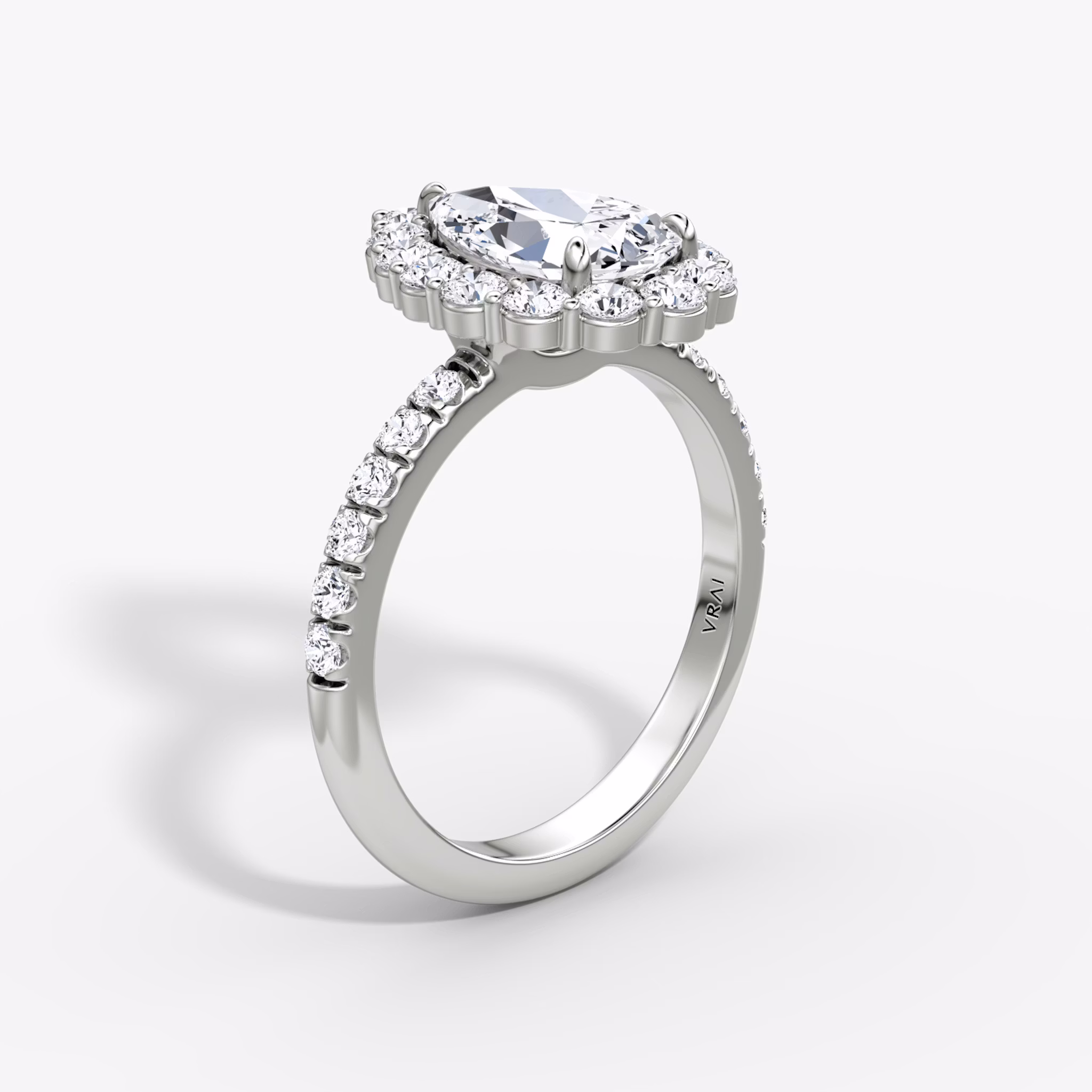 The Signature Floral Halo | Pear | 18k | White Gold | bandAccent: Pavé | diamondOrientation: vertical | caratWeight: other