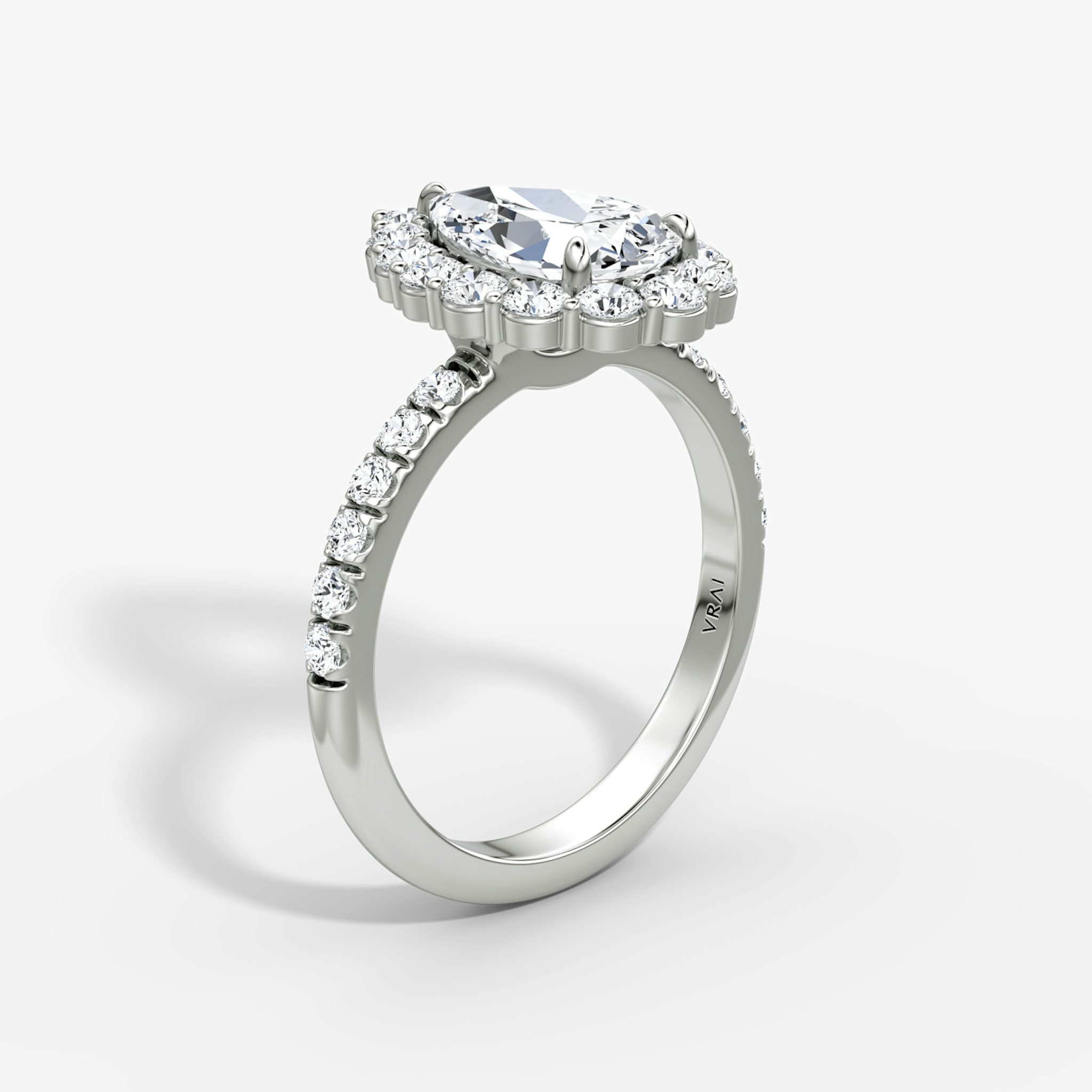 The Signature Floral Halo | Pear | 18k | White Gold | bandAccent: Pavé | diamondOrientation: vertical | caratWeight: other
