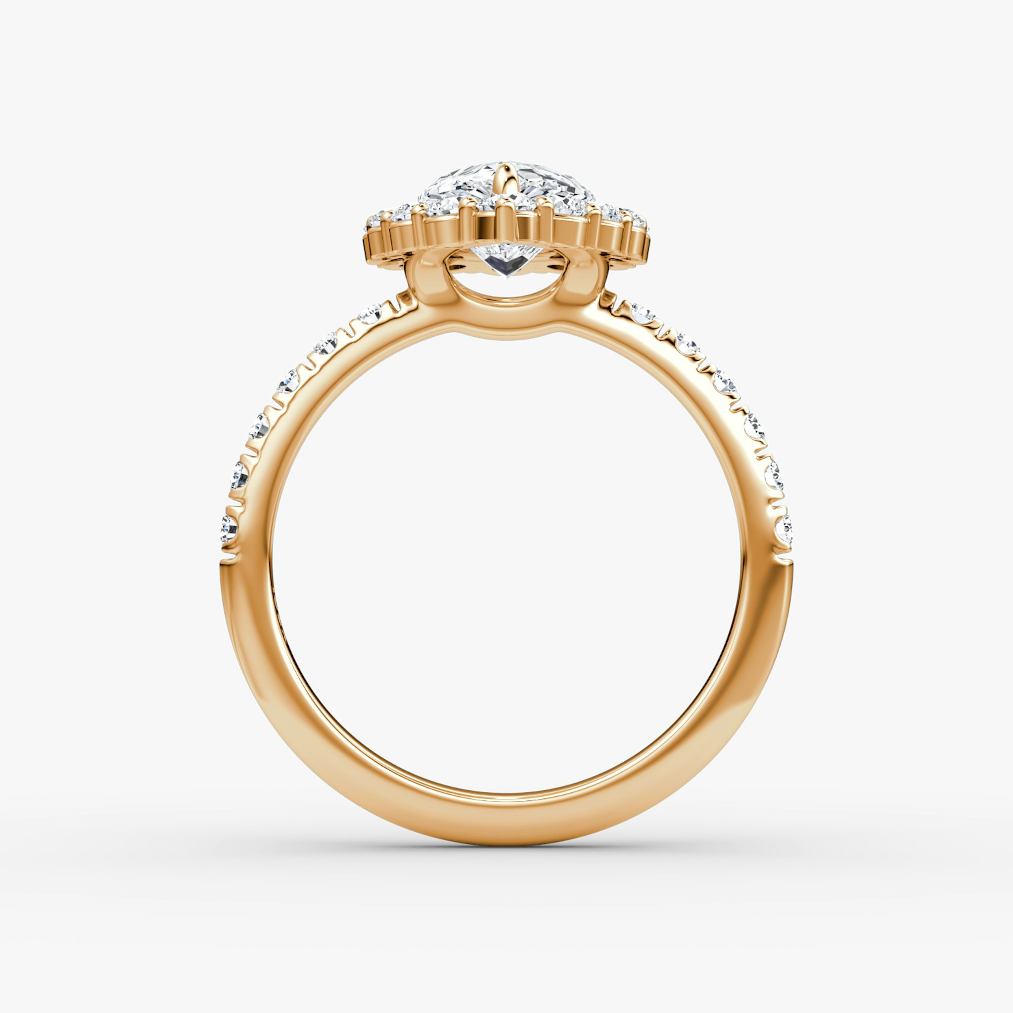 The Signature Floral Halo | Pear | 14k | Rose Gold | bandAccent: Pavé | diamondOrientation: vertical | caratWeight: other