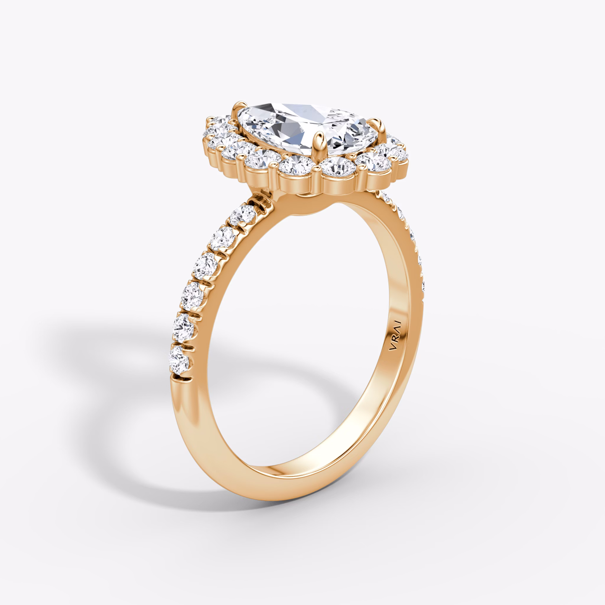 The Signature Floral Halo | Pear | 14k | Rose Gold | bandAccent: Pavé | diamondOrientation: vertical | caratWeight: other