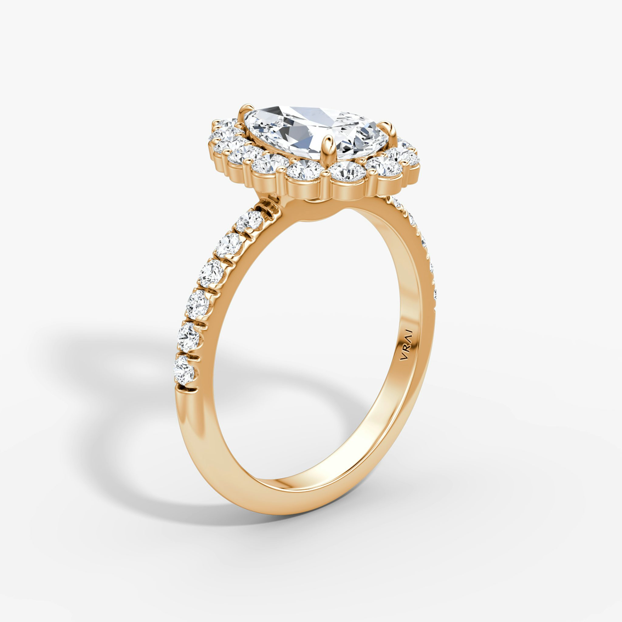 The Signature Floral Halo | Pear | 14k | Rose Gold | bandAccent: Pavé | diamondOrientation: vertical | caratWeight: other