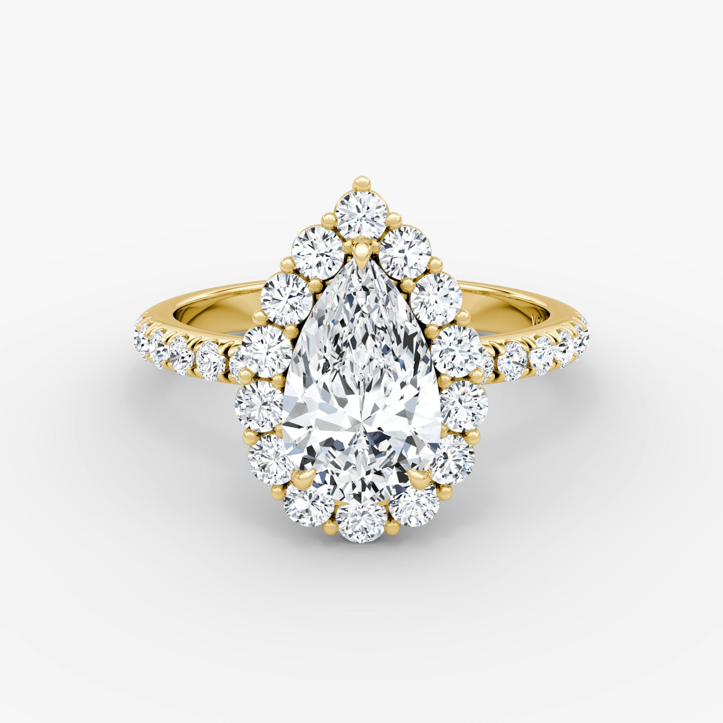 The Signature Floral Halo | Pear | 18k | Yellow Gold | bandAccent: Pavé | diamondOrientation: vertical | caratWeight: other