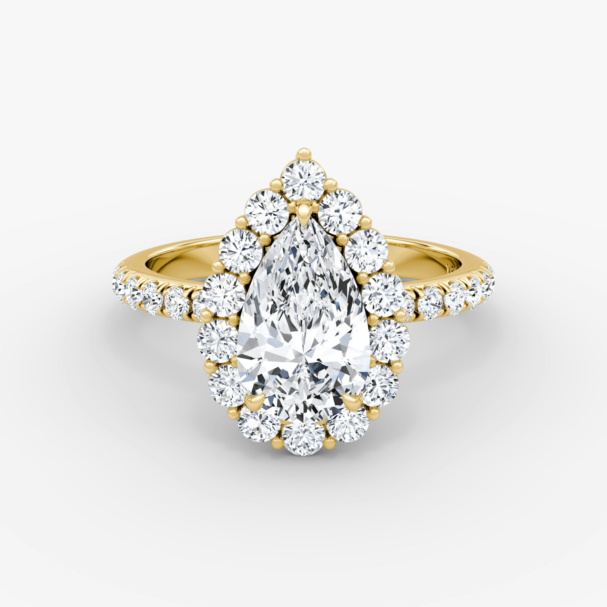 The Signature Floral Halo | Pear | 18k | Yellow Gold | bandAccent: Pavé | diamondOrientation: vertical | caratWeight: other