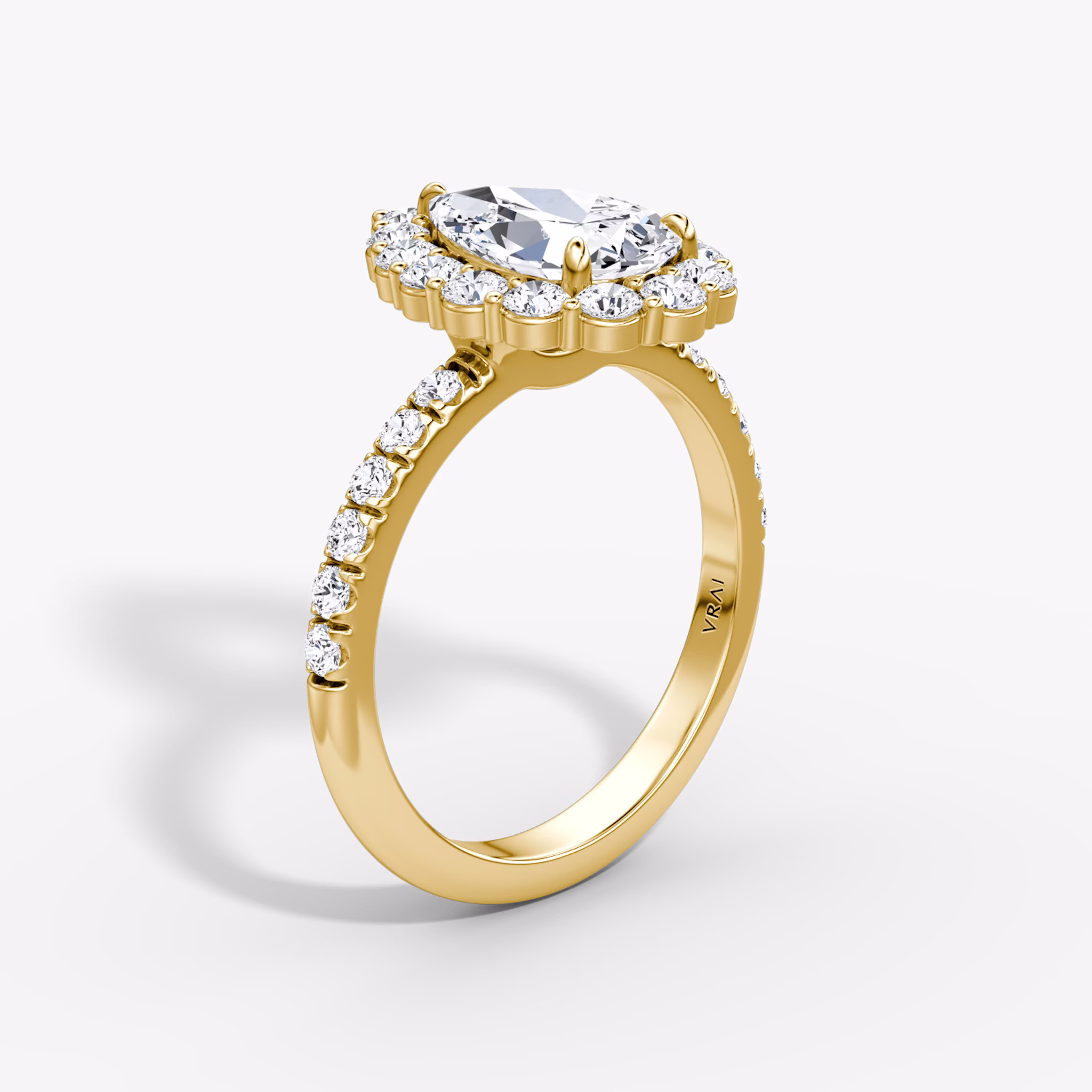 The Signature Floral Halo | Pear | 18k | Yellow Gold | bandAccent: Pavé | diamondOrientation: vertical | caratWeight: other