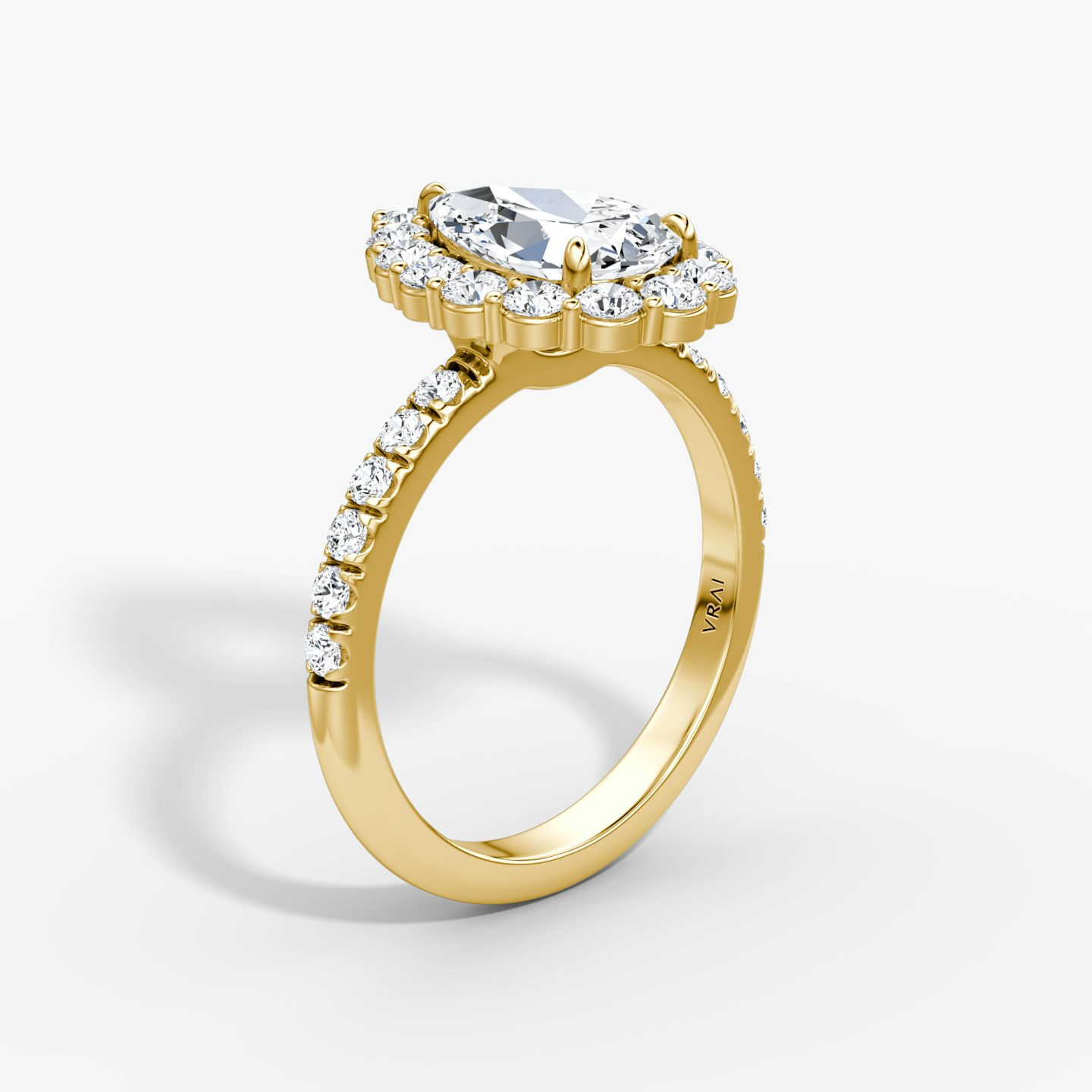 The Signature Floral Halo | Pear | 18k | Yellow Gold | bandAccent: Pavé | diamondOrientation: vertical | caratWeight: other