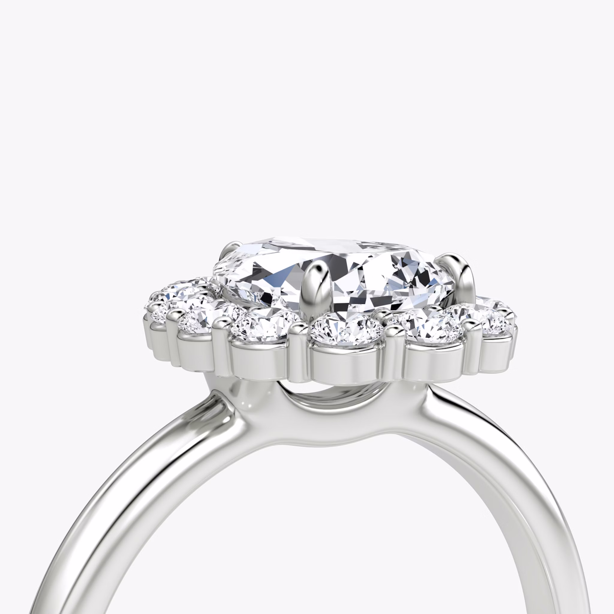 The Signature Floral Halo | Pear | 18k | White Gold | bandAccent: Plain | diamondOrientation: vertical | caratWeight: other