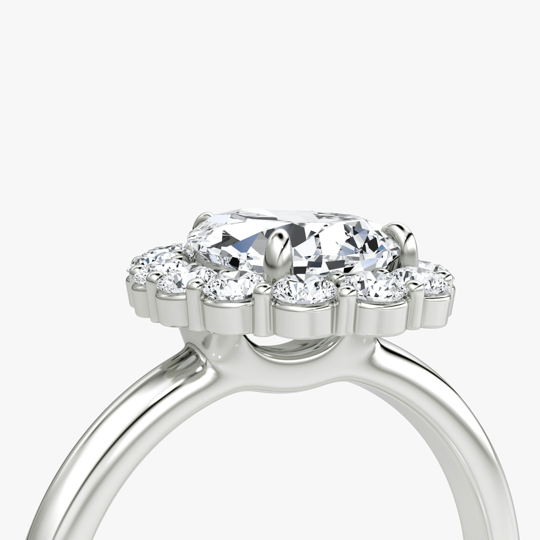 The Signature Floral Halo | Pear | 18k | White Gold | bandAccent: Plain | diamondOrientation: vertical | caratWeight: other