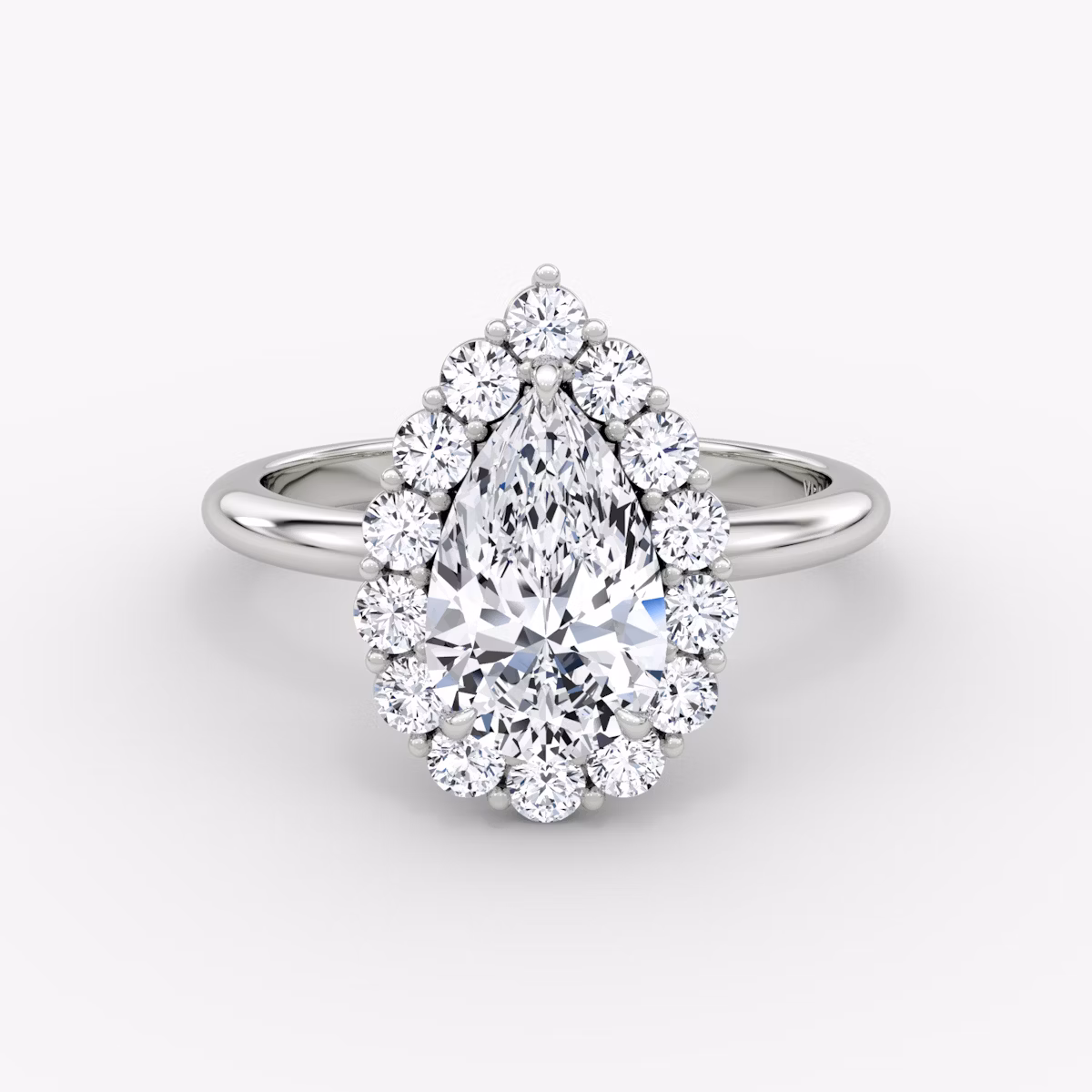 The Signature Floral Halo | Pear | Platinum | bandAccent: Plain | diamondOrientation: vertical | caratWeight: other