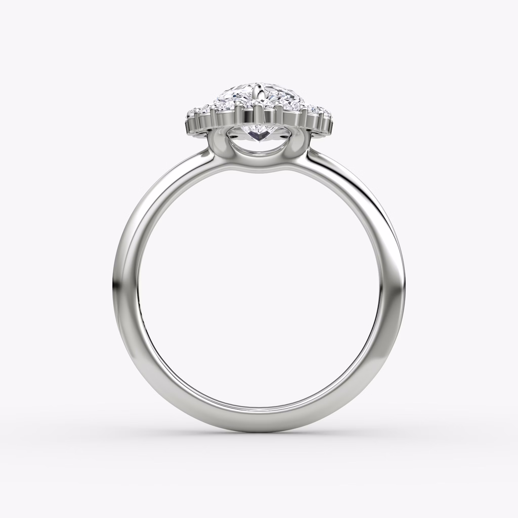 The Signature Floral Halo | Pear | 18k | White Gold | bandAccent: Plain | diamondOrientation: vertical | caratWeight: other