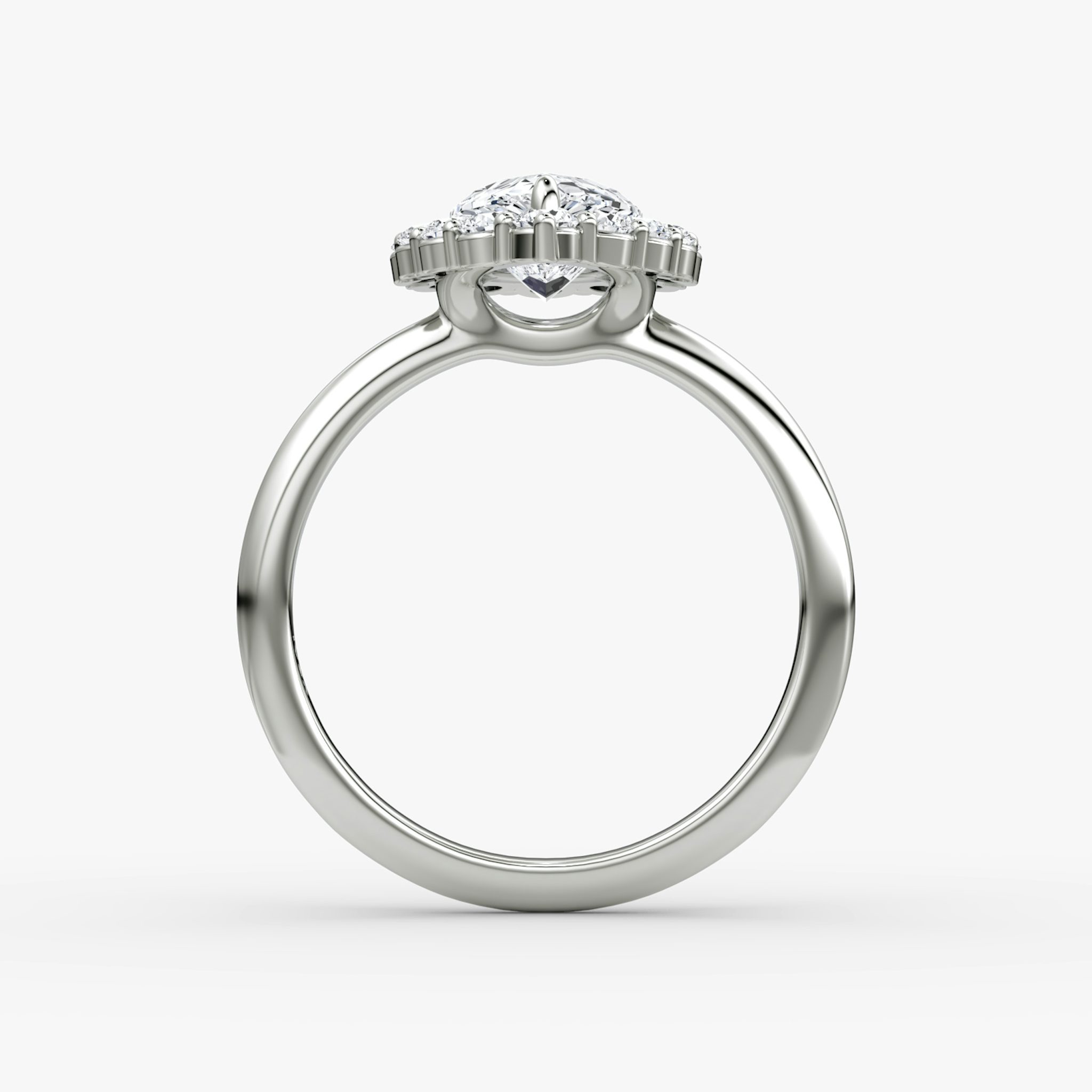 The Signature Floral Halo | Pear | 18k | White Gold | bandAccent: Plain | diamondOrientation: vertical | caratWeight: other