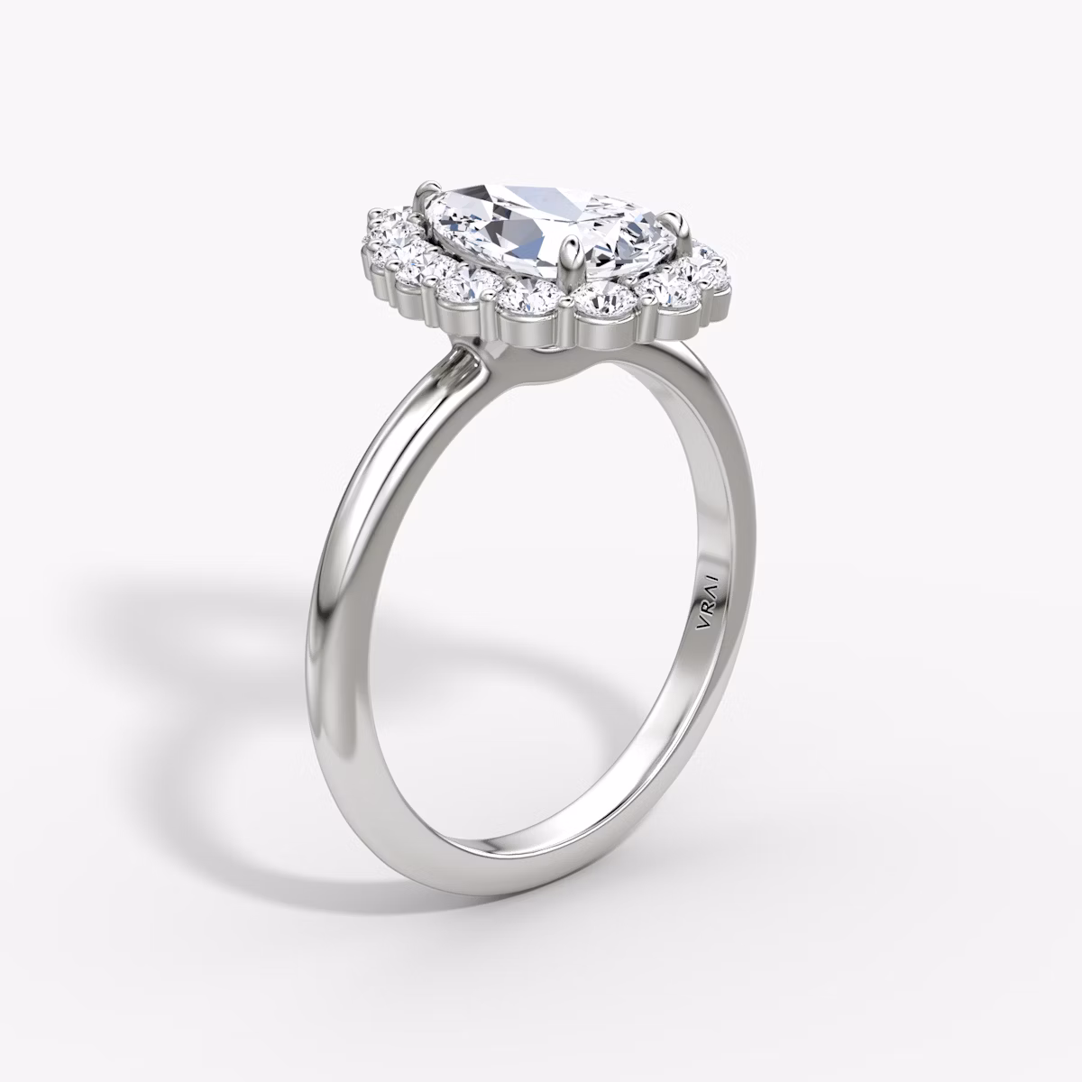 The Signature Floral Halo | Pear | Platinum | bandAccent: Plain | diamondOrientation: vertical | caratWeight: other