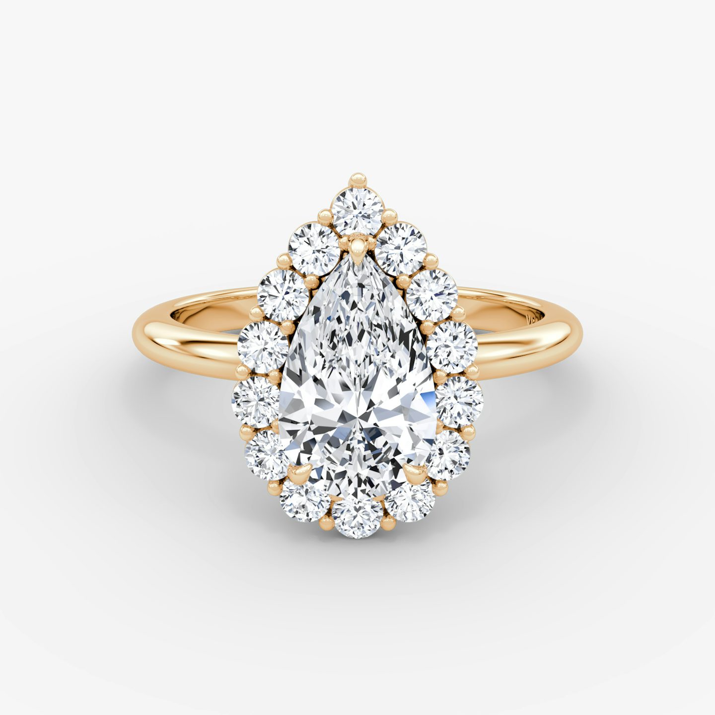 The Signature Floral Halo | Pear | 14k | Rose Gold | bandAccent: Plain | diamondOrientation: vertical | caratWeight: other
