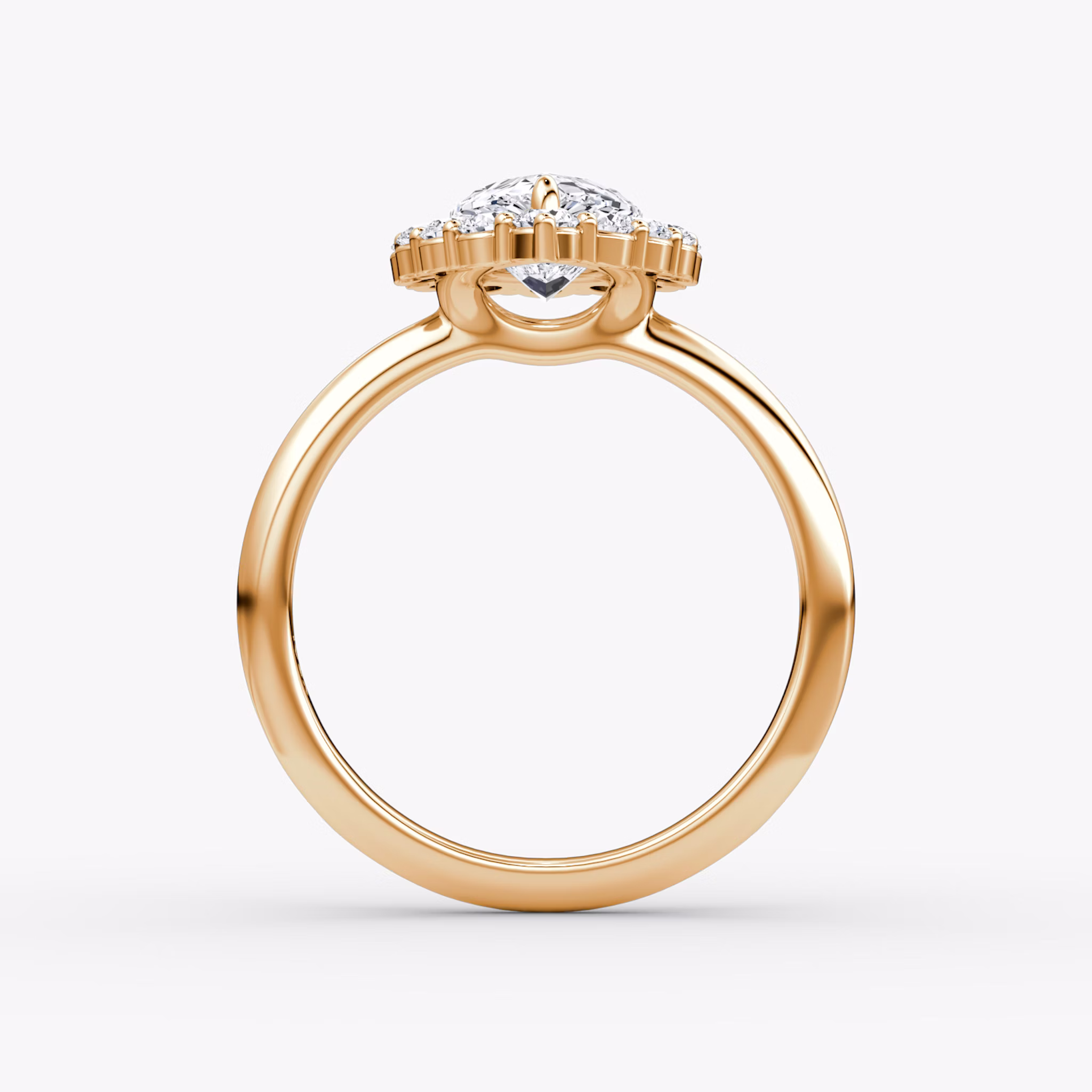 The Signature Floral Halo | Pear | 14k | Rose Gold | bandAccent: Plain | diamondOrientation: vertical | caratWeight: other